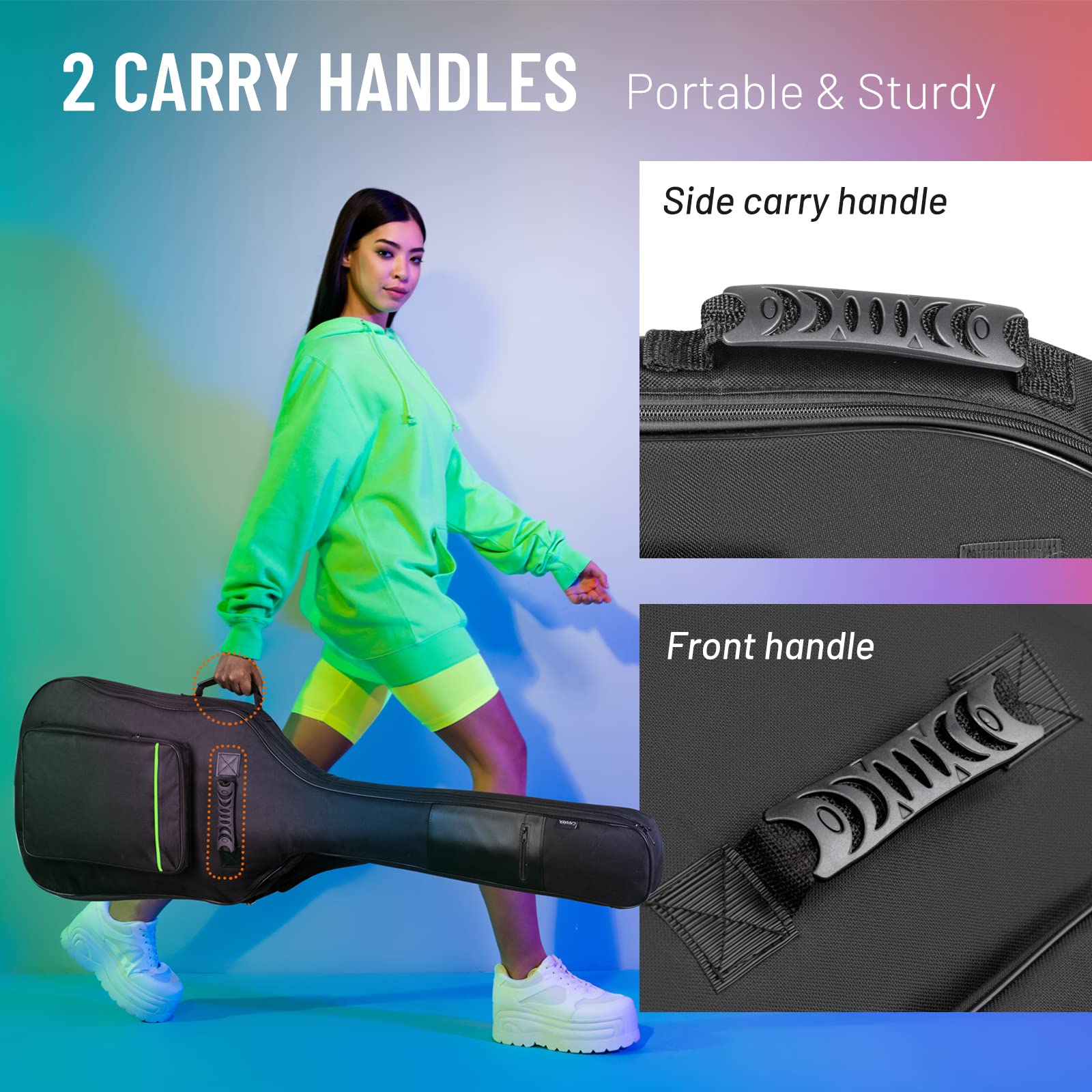 CAHAYA Bass Guitar Bag Gig Bag 0.3in Padding Black Padded Backpack Soft Electric Bass Case Green CY0292 Bass Bag - Image 4