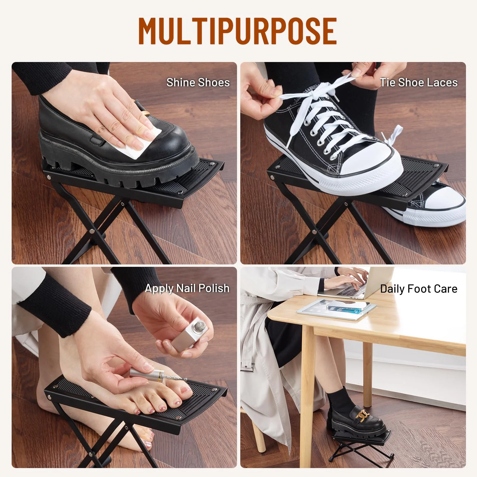 CAHAYA Guitar Foot Stool: 6 Position Height Guitar Foot Rest Folding Extra Stable Foot Rest Stool with Rubber Feet and Non-Slip Rubber Pad for Classical Guitar Player CY0337 Triangle Pattern - Image 7