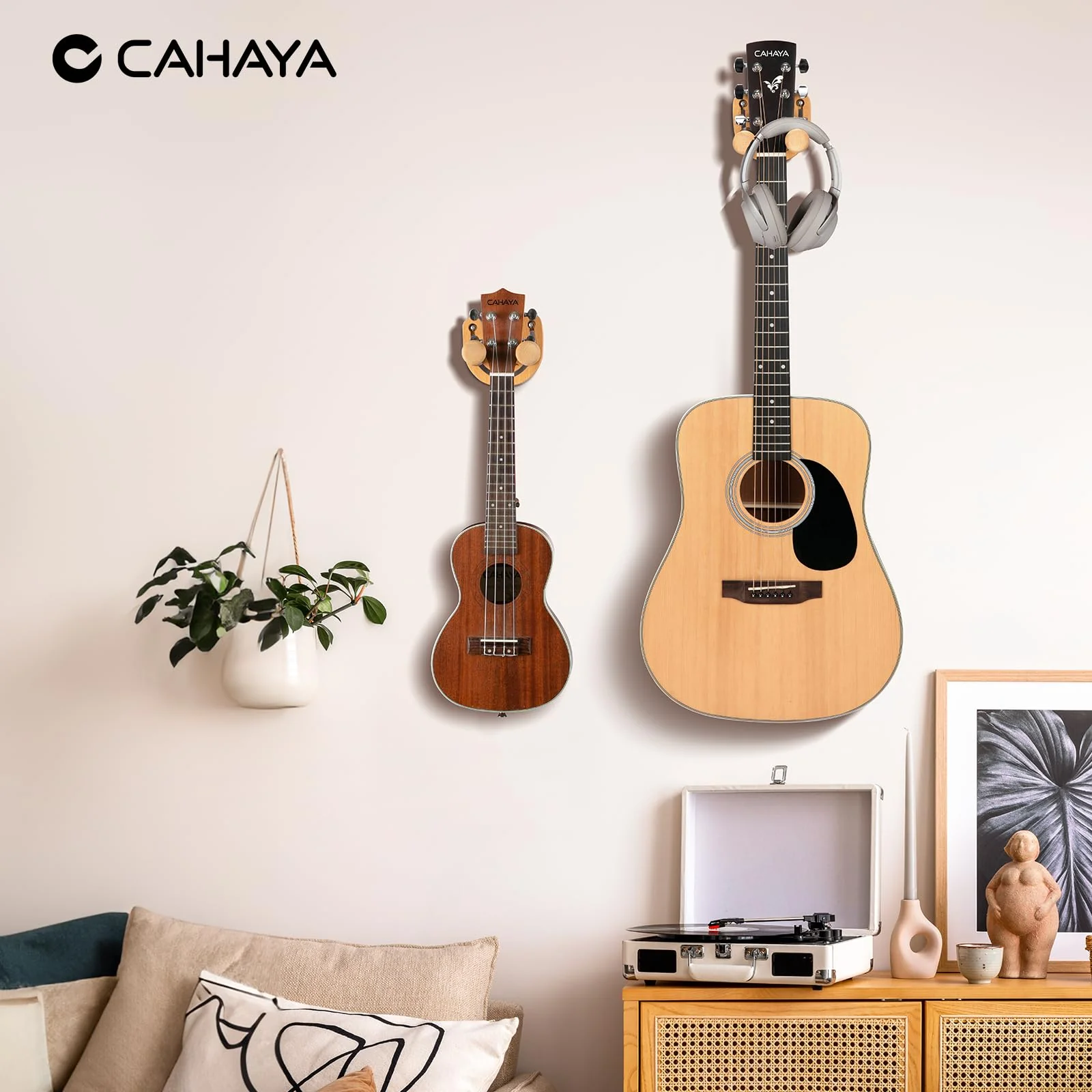 CAHAYA Guitar Wall Mount Hanger: Adjustable U-Shaped Hook with 5 Picks and 1 Pick Bag for Acoustic, Electric Guitars, Bass, Banjo, Ukulele, Mandolin Stylish - Image 7