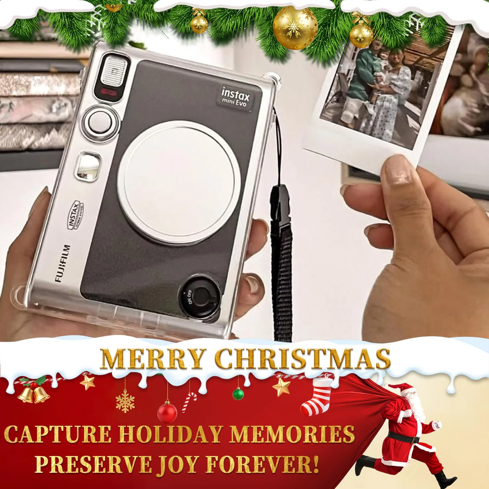 CAIYOULE Mini Evo Camera Case Accessories for Fujifilm Instax, Hard Protective Camera Case with Lens Cap, Screen Protector, Mini Frames, Album, No Camera Clear Case Bundle - Image 2