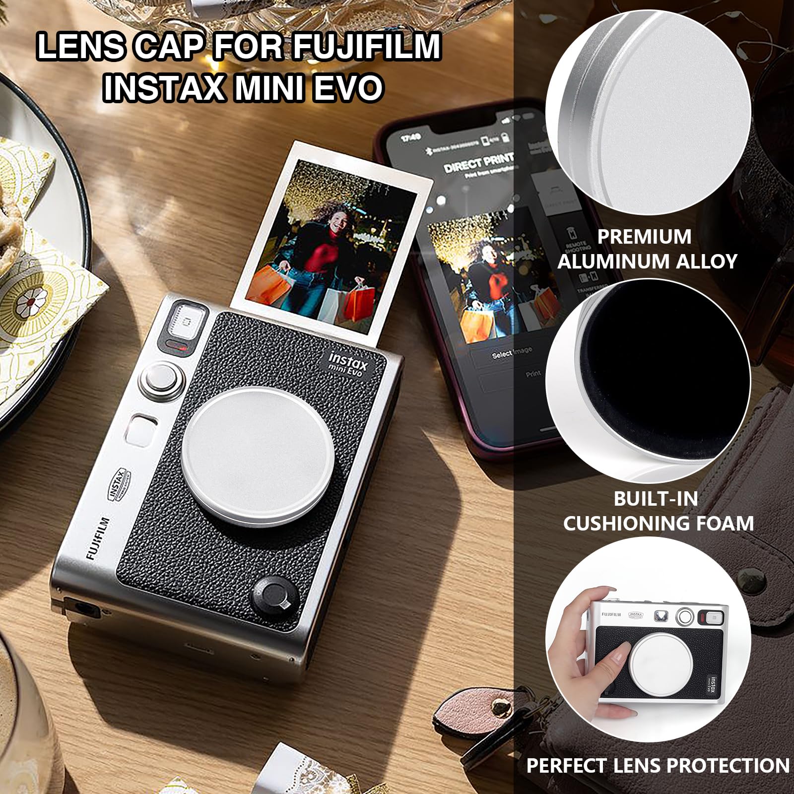 CAIYOULE Mini Evo Camera Case Accessories for Fujifilm Instax, Hard Protective Camera Case with Lens Cap, Screen Protector, Mini Frames, Album, No Camera Clear Case Bundle - Image 5