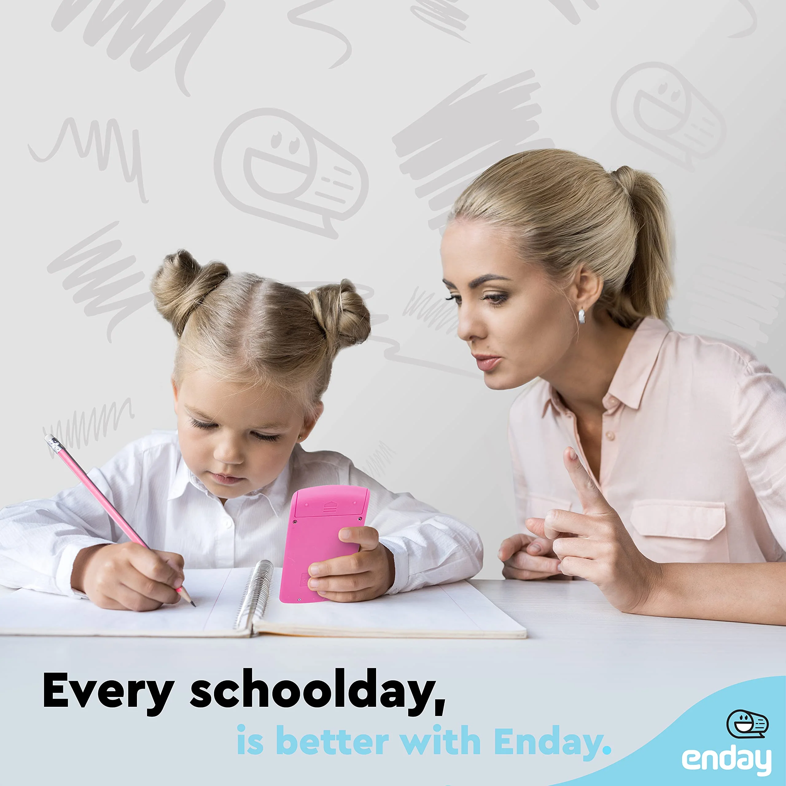 Calculator Pink, Basic Small Solar and Battery Operated, Large Display Four Function, Auto Powered Handheld Calculator School and Kids Available in Green, Red, Purple, Grey, Blue, 1 PK – by Enday - Image 5