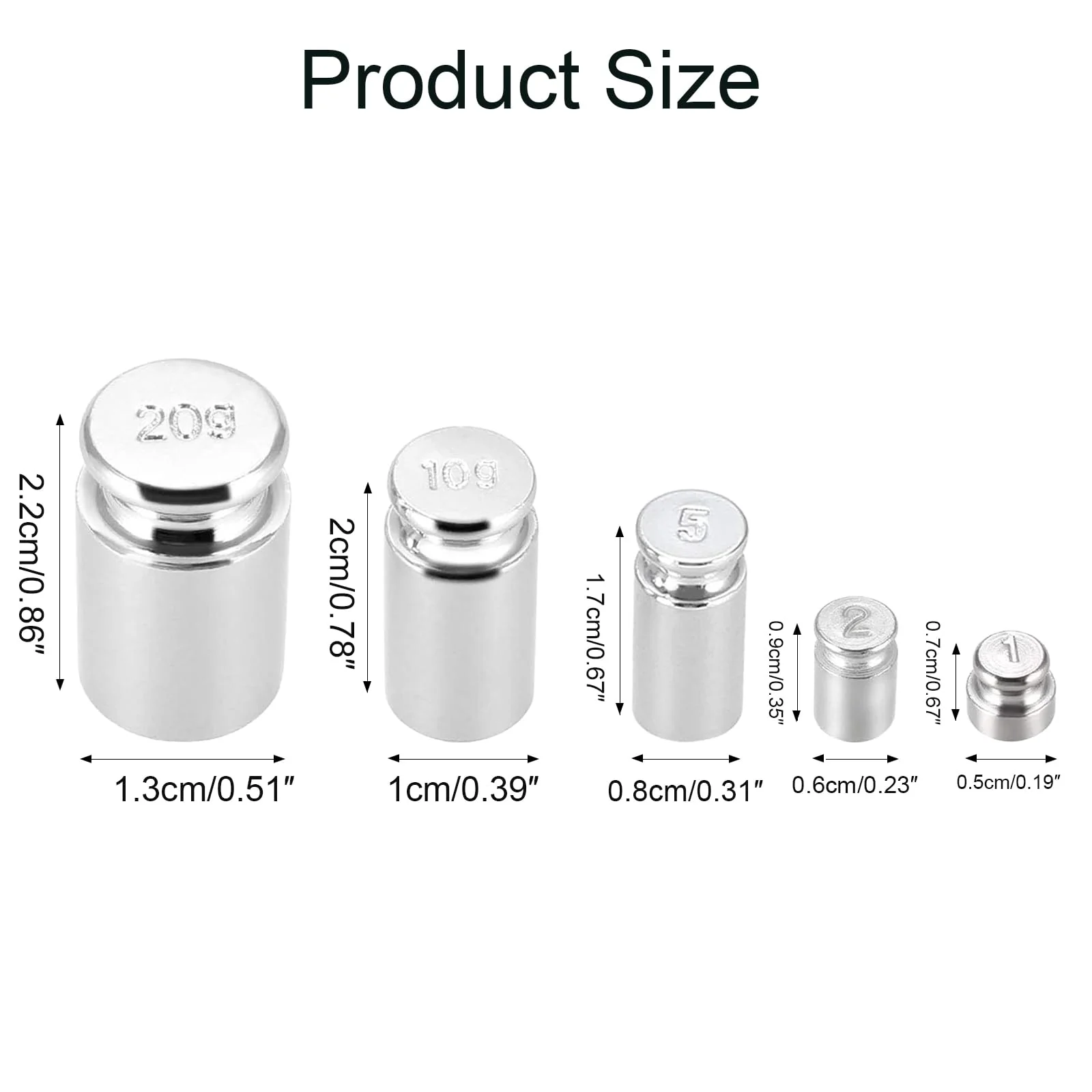 Calibration Weight Set, 5-Piece Calibration Gram Set, Measuring Weights, Set with Small Weights for Electronic Scales, Laboratory, Hobby, Crafts, 1g, 2g, 5g, 10g, 20g - Image 3