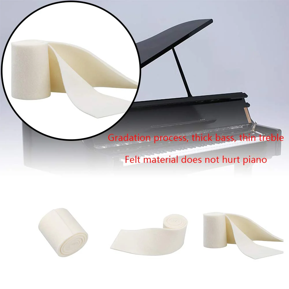 CALIDAKA Piano Muffler Piano Mute Rail Felt Strip Piano Muffler Felt Tapered Durable Soft Non-Fading for to Gradient Process, Thick Bass, High Pitch Thin, Sound Weakening 136x7cm Beige - Image 3