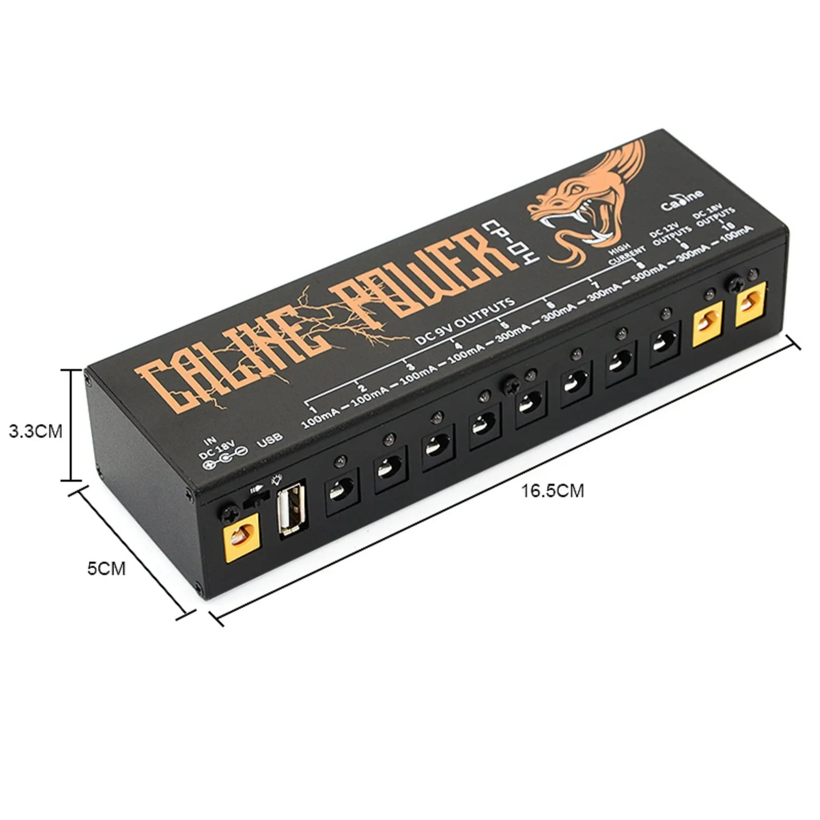 Caline CP-04 Guitar Pedal Power Supply 10 DC Outputs for 9V/12V/18V Effect Pedal - Image 2