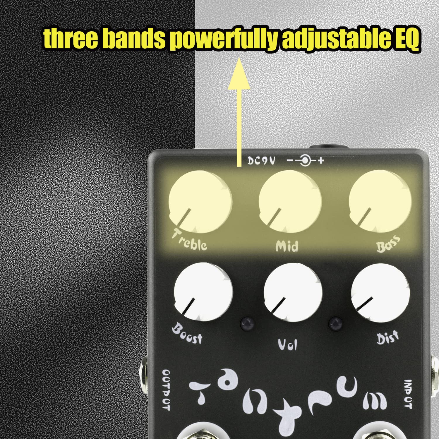 Caline CP-15 Guitar Metal Distortion Pedal with 3 Band EQ and Low-Mid-High Gain Boost Effect Bypass Design - Image 2