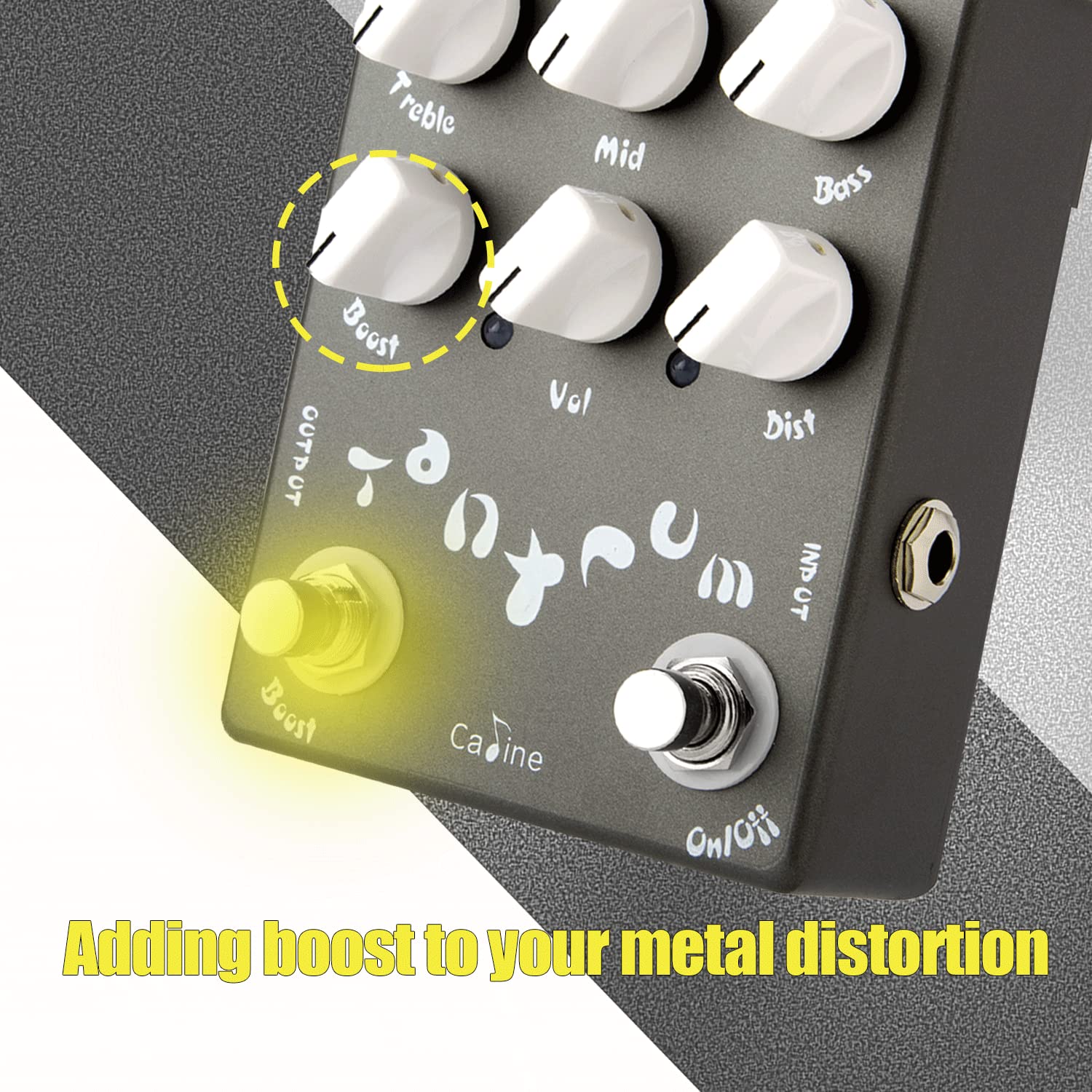 Caline CP-15 Guitar Metal Distortion Pedal with 3 Band EQ and Low-Mid-High Gain Boost Effect Bypass Design - Image 4
