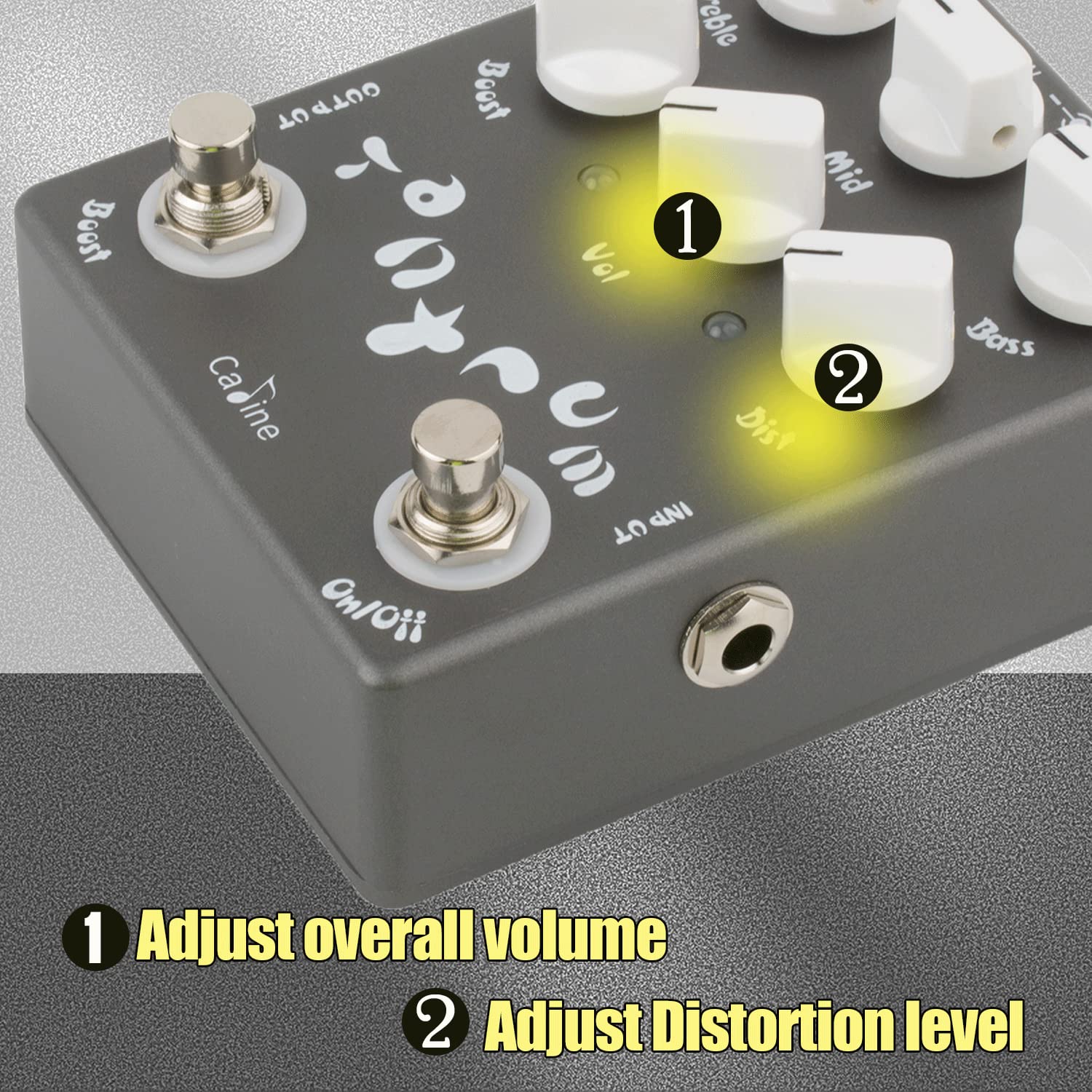 Caline CP-15 Guitar Metal Distortion Pedal with 3 Band EQ and Low-Mid-High Gain Boost Effect Bypass Design - Image 7