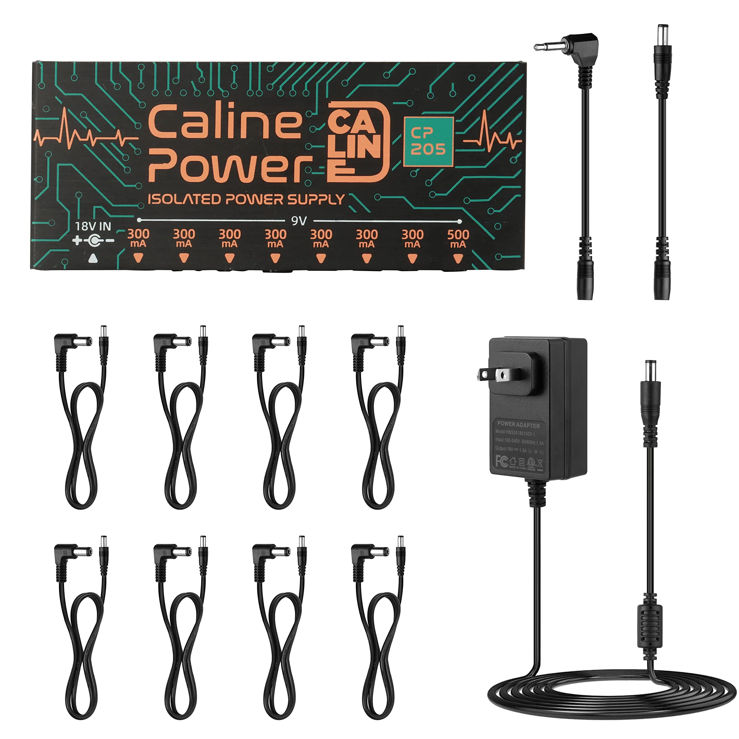 Caline CP-205 Guitar Pedal Power Supply, DC 9V True Isolated Pedalboard Power Supply with 8 Totally Isolated Outputs(300mA/500mA), Noiselessly - Image 6
