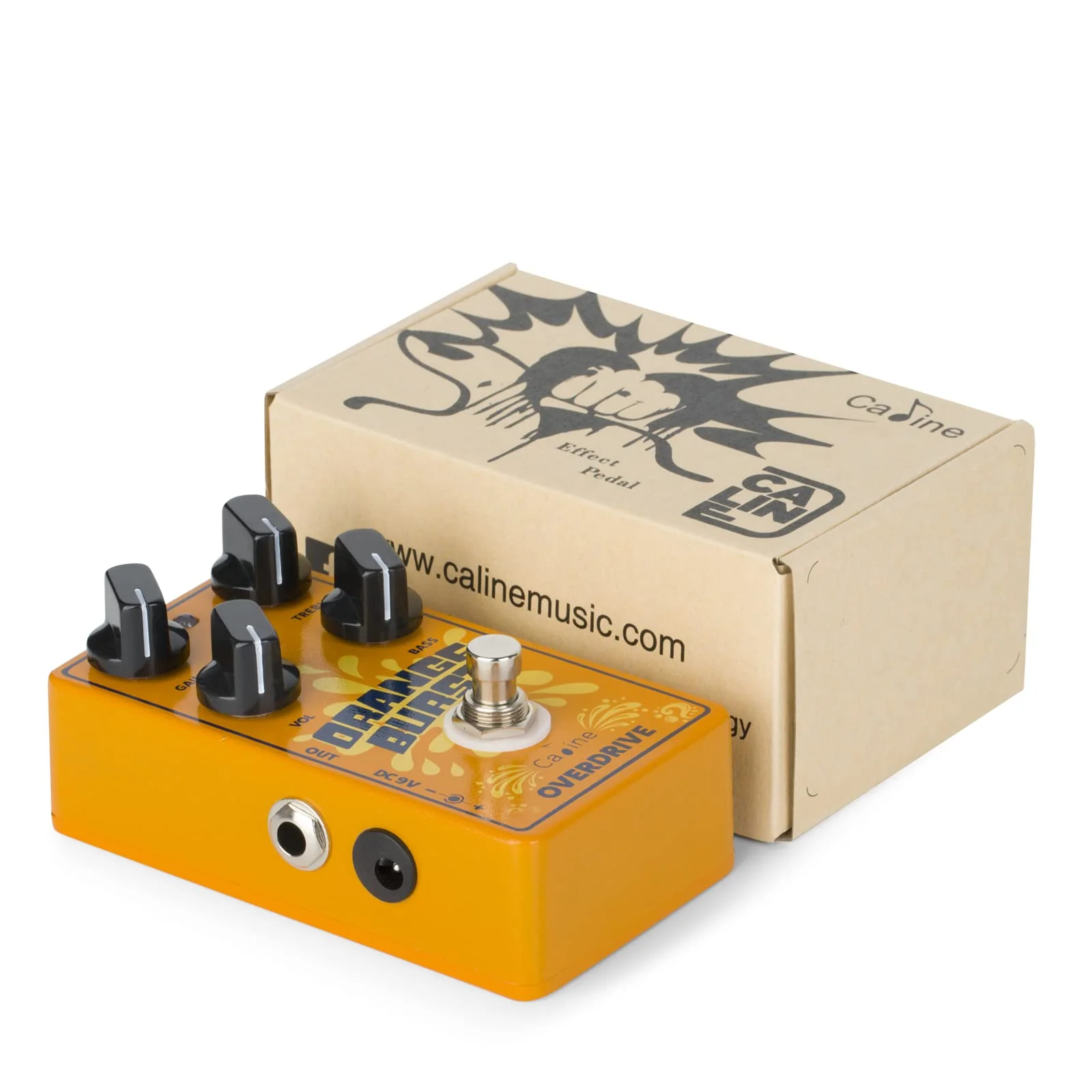 Caline CP-516 Orange Burst Overdrive Guitar Effect Pedal True Bypass Design White Knobs - Image 6