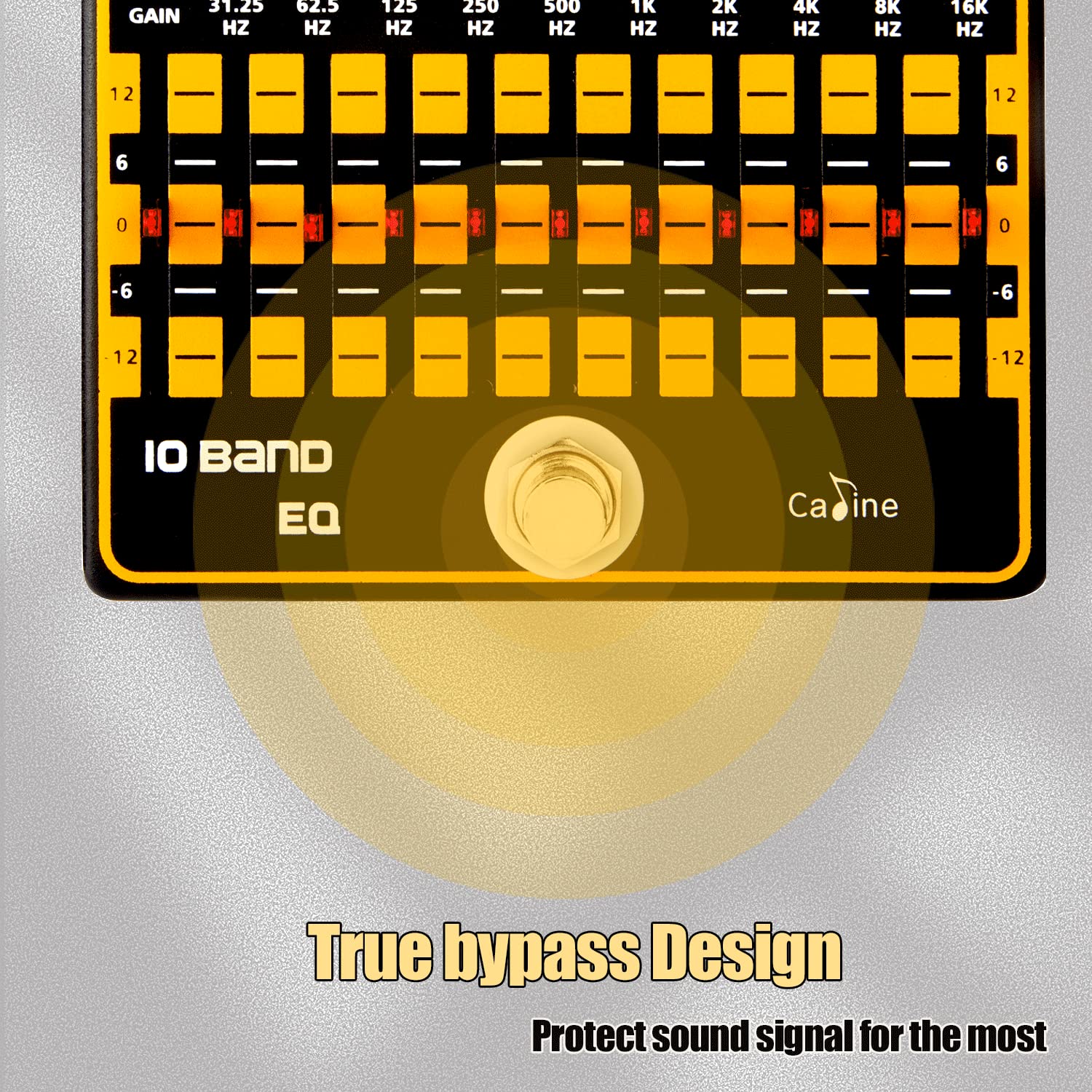 Caline Guitar EQ Pedal 10 Band EQ Graphic Equalizer Effect Pedal for 4-string/ 5-string / 6-string/ 7-string Guitars True Bypass CP-24 (31.25Hz to 16kHz) 10 Band EQ-Guitar - Image 2