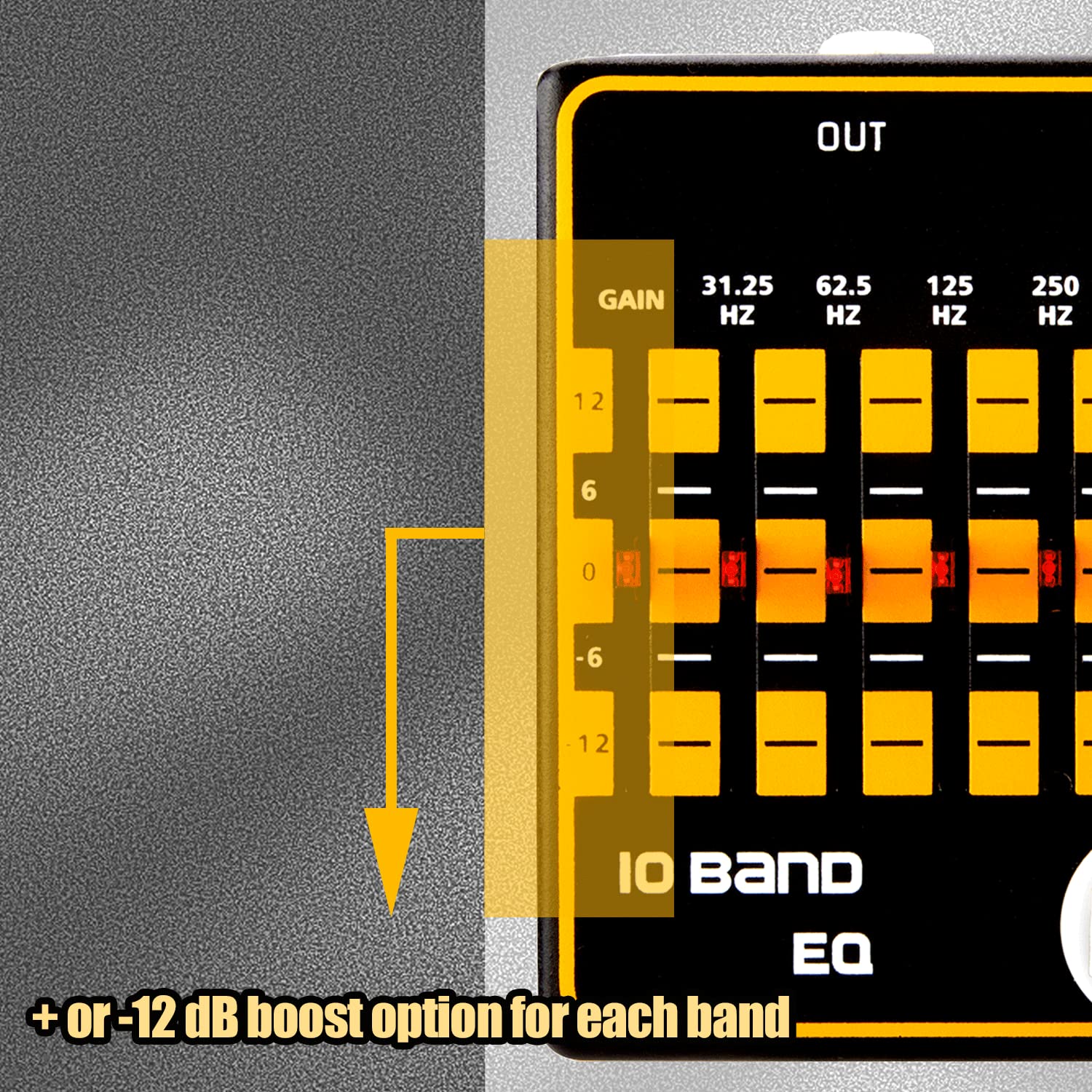 Caline Guitar EQ Pedal 10 Band EQ Graphic Equalizer Effect Pedal for 4-string/ 5-string / 6-string/ 7-string Guitars True Bypass CP-24 (31.25Hz to 16kHz) 10 Band EQ-Guitar - Image 3