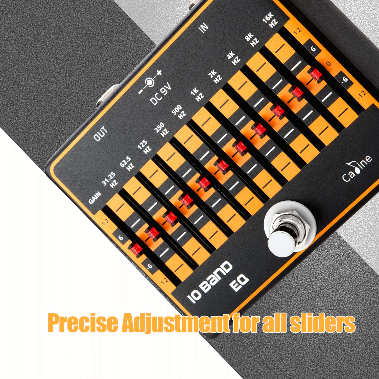 Caline Guitar EQ Pedal 10 Band EQ Graphic Equalizer Effect Pedal for 4-string/ 5-string / 6-string/ 7-string Guitars True Bypass CP-24 (31.25Hz to 16kHz) 10 Band EQ-Guitar - Image 4