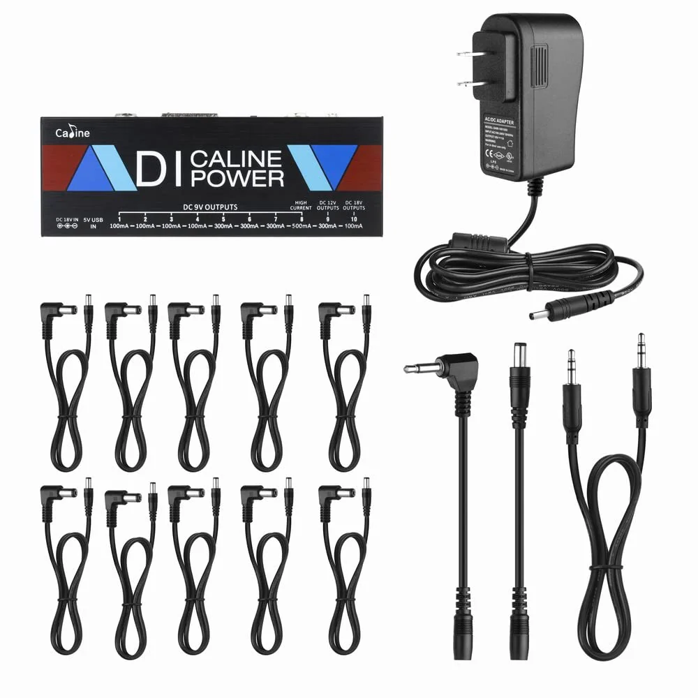 Caline Guitar Pedal Power Supply,DI Box Pedal Board Power Supply,Multi Pedal Power with AUX and USB in - Image 6