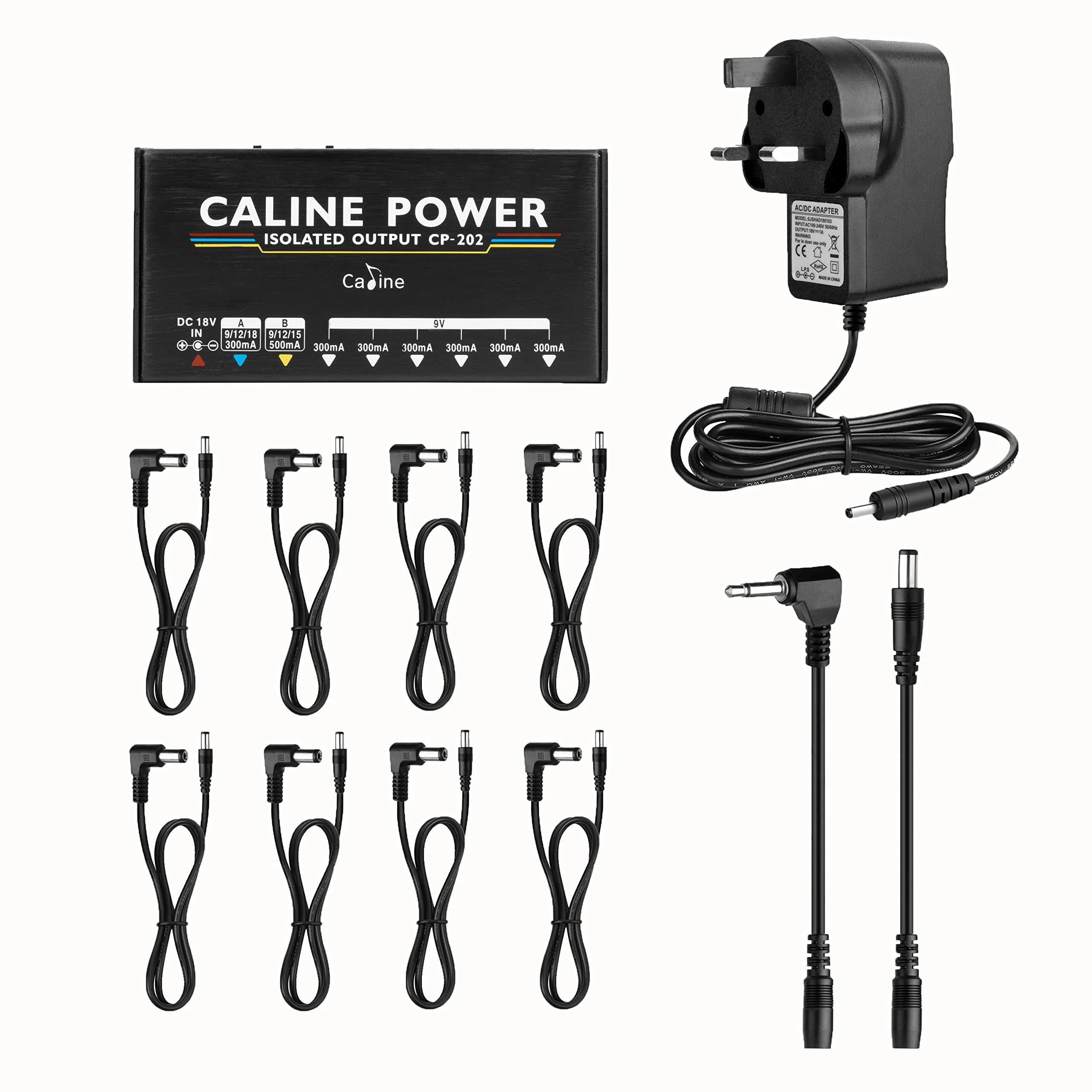 Caline Guitar Pedal Power Supply, True Isolated Pedal Board Power Supply with 8 Totally Isolated DC Outputs(300mA/500mA), Switchable 9V/12V/15V/18V Power Outputs for Guitar Pedals - Image 5