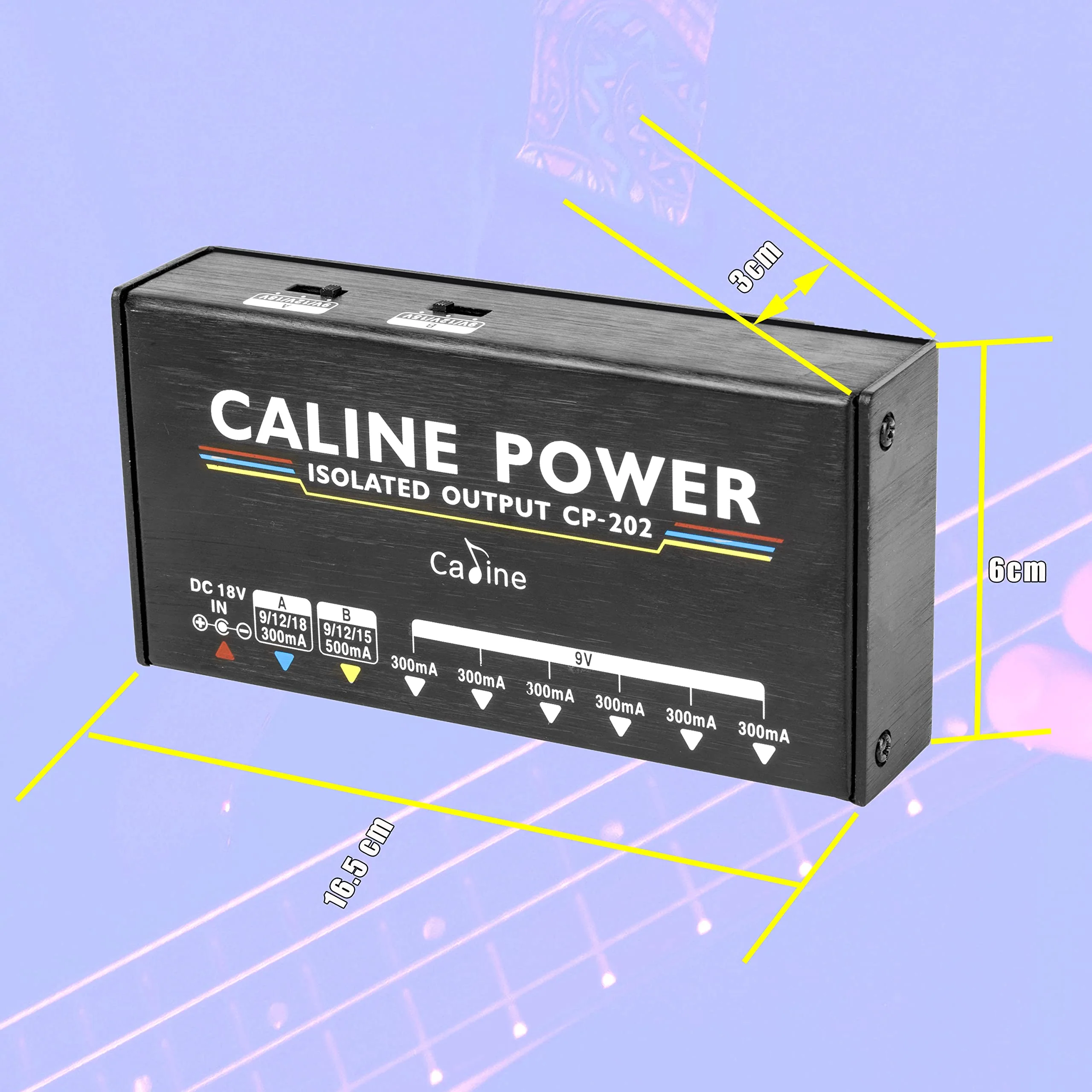 Caline Guitar Pedal Power Supply, True Isolated Pedal Board Power Supply with 8 Totally Isolated DC Outputs(300mA/500mA), Switchable 9V/12V/15V/18V Power Outputs for Guitar Pedals - Image 7