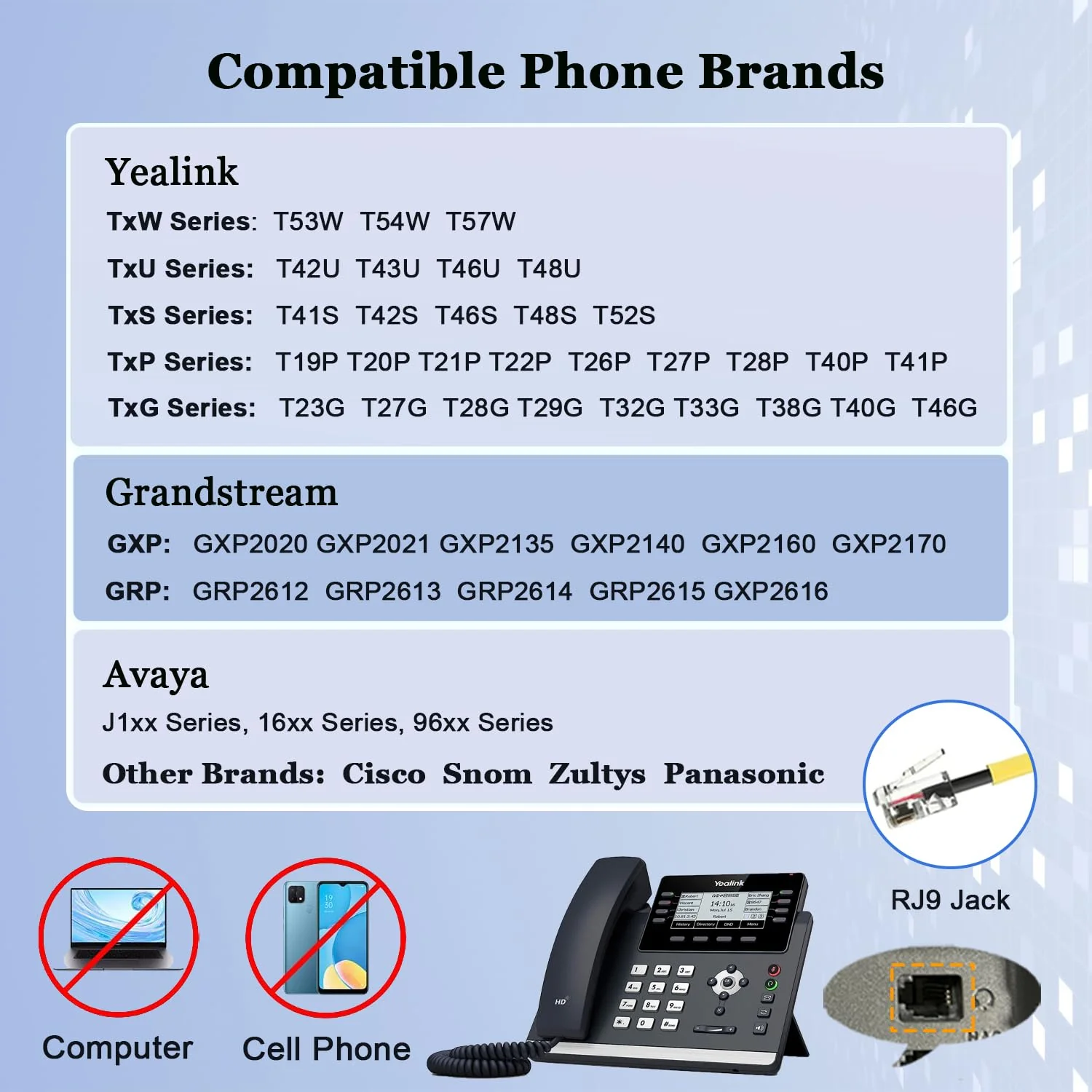 Callez Phone Headset for Yealink Office Phone with Noise Cancelling Mic, RJ9 Mono Telephone Headset Compatible with Yealink T20P T33G T46G T48G T46S T48S T53W T54W Avaya 1608 9608 J179 Grandstream Black - Image 2