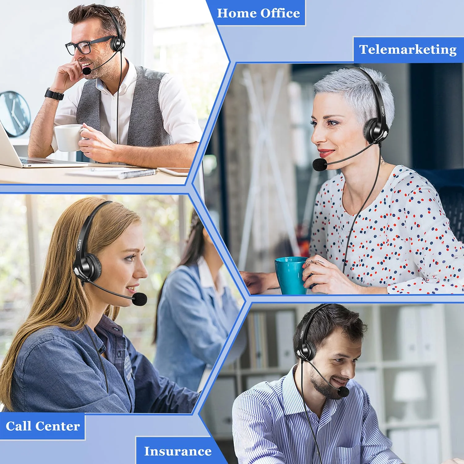 Callez Phone Headset for Yealink Office Phone with Noise Cancelling Mic, RJ9 Mono Telephone Headset Compatible with Yealink T20P T33G T46G T48G T46S T48S T53W T54W Avaya 1608 9608 J179 Grandstream Black - Image 7