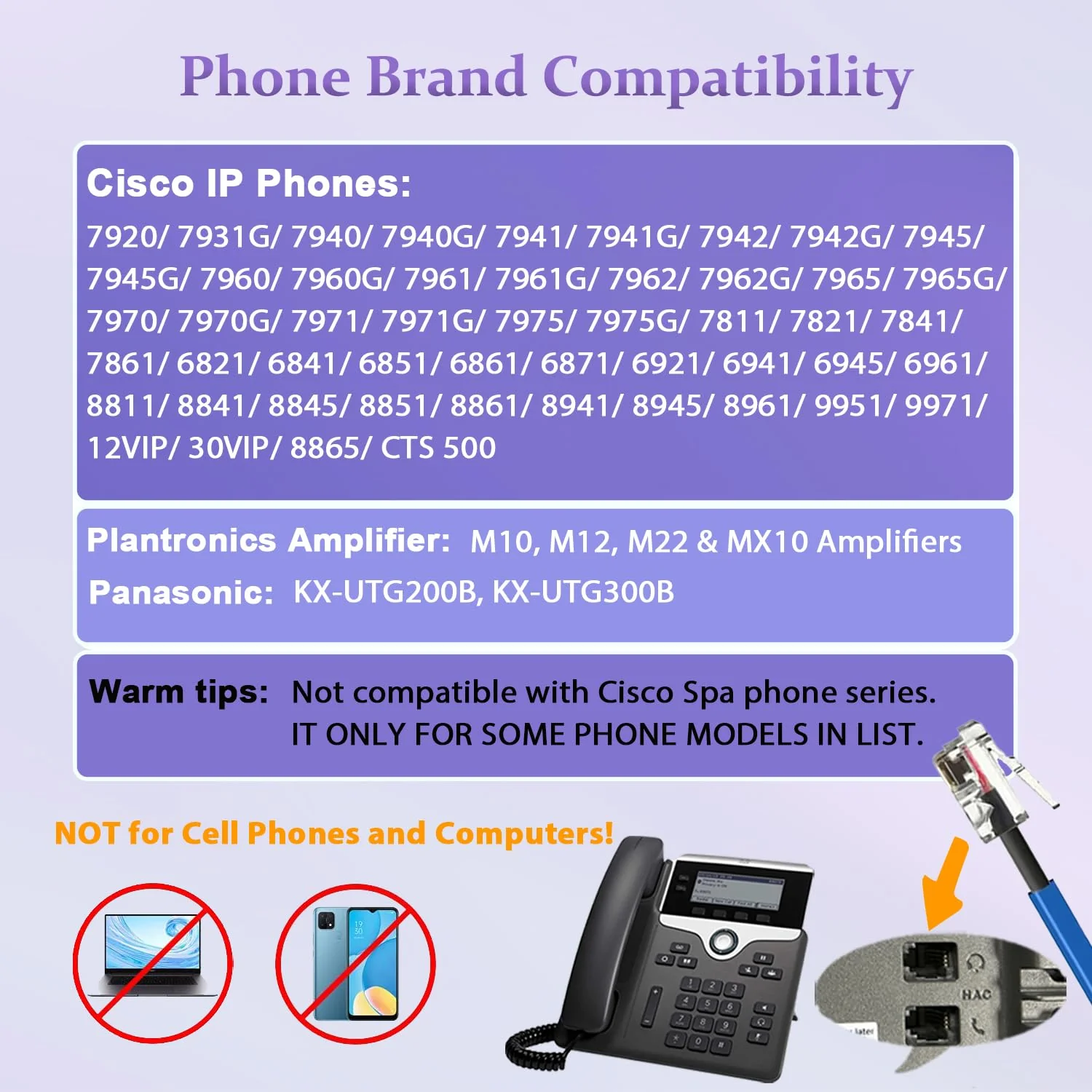 Callez RJ9 Phone Headset with Noise Cancelling Mic & Mute Switch, Corded Telephone Headset for Cisco 8851 8845 8841 8811 7965 7962 7945 7941 7841 7821 6941 6851 Plantronics M12 Office Landline Phones Black - Image 2