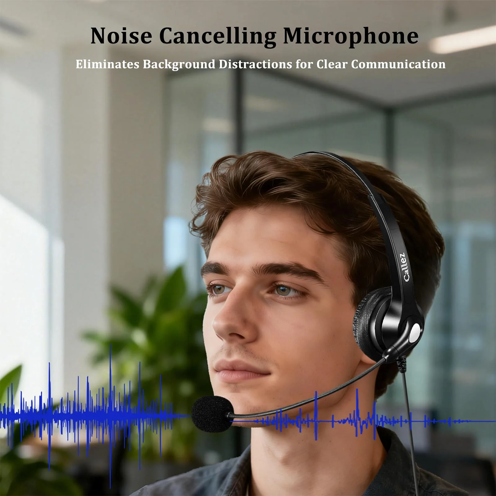 Callez RJ9 Phone Headset with Noise Cancelling Mic & Volume Controls, Telephone Headset Compatible with Avaya Plantronics Mitel ShoreTel Digium Nortel NEC Toshiba Aastra Office Landline Deskphones Black - Image 4
