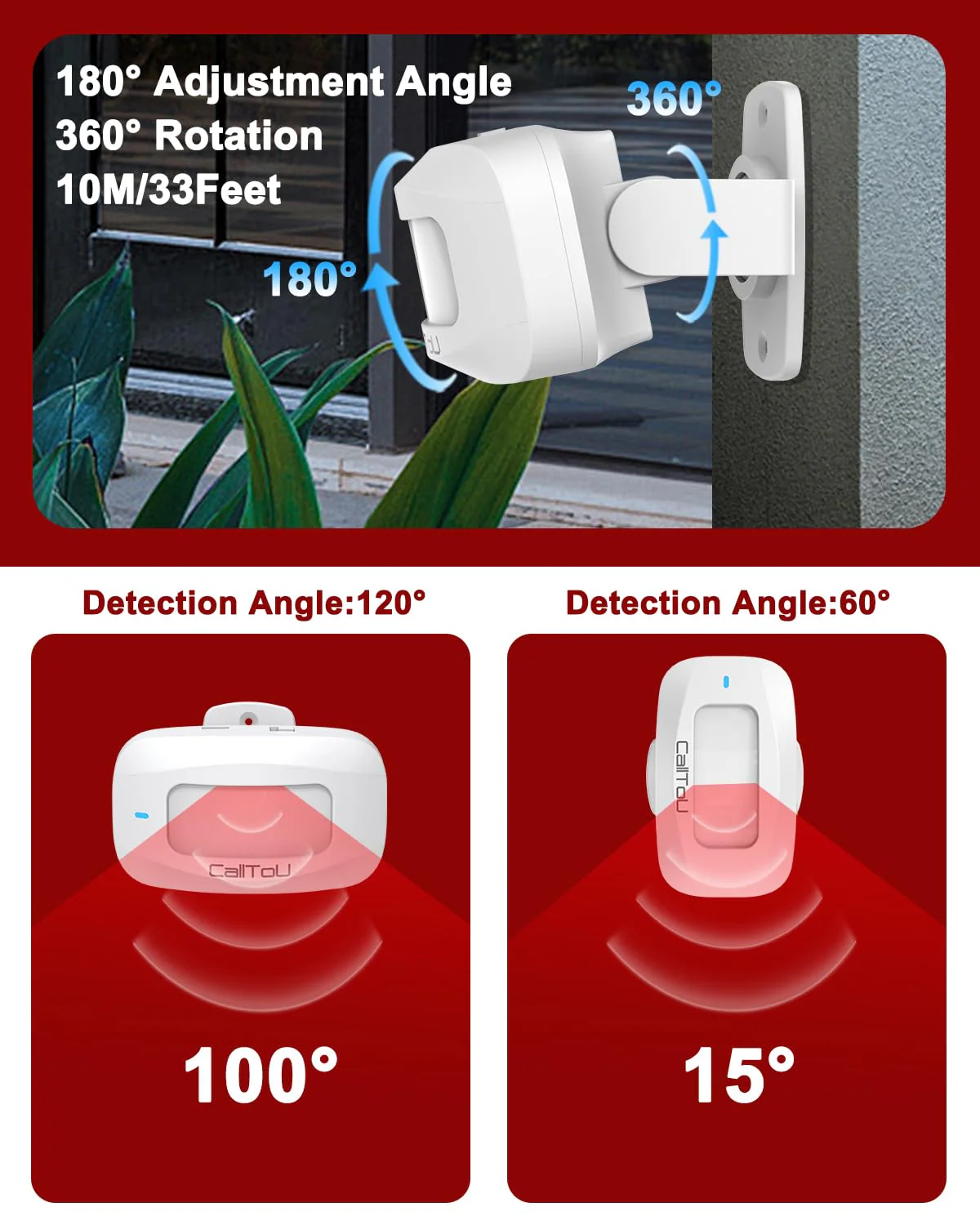 CallToU Bed Sensor Alarm and Fall Prevention for Elderly/Dementia/Patient Wireless Caregiver Pager Motion Sensor Alarms System Motion Detector Alert Monitor System 500+FT, Bed Alarm for Elderly Adult 1 Receiver+ 2 Motion Sensors - Image 6