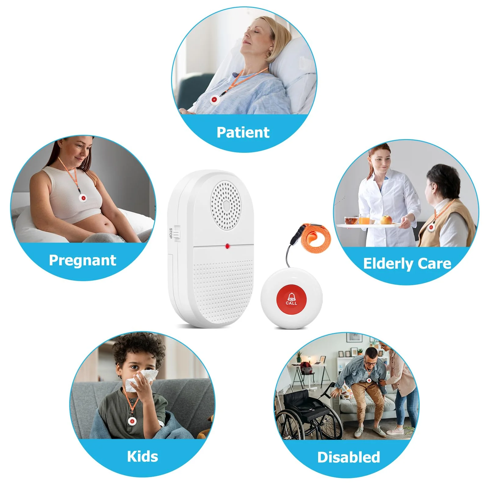CallToU Caregiver Pager Call Button Elderly Wireless Call Button Vibration Pager Nurse Calling Alert System for Home Elderly Disabled Patient 1 Transmitters 1 Receiver 1 receiver + 1 call button - Image 6