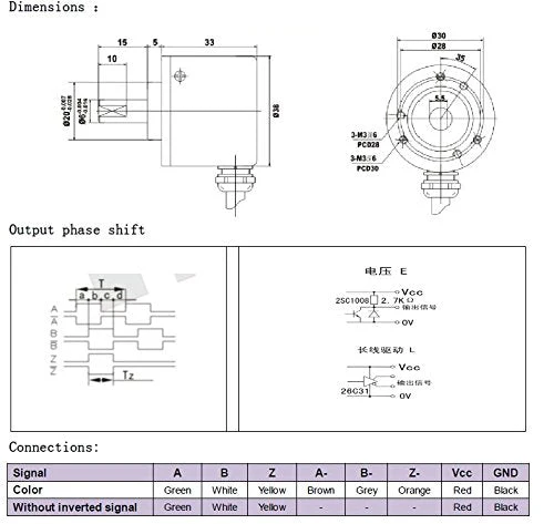 CALT 5 Volt Line Driver Output, 6mm Shank, Optical Rotary Encoder Sensors (1000ppr) - Image 6