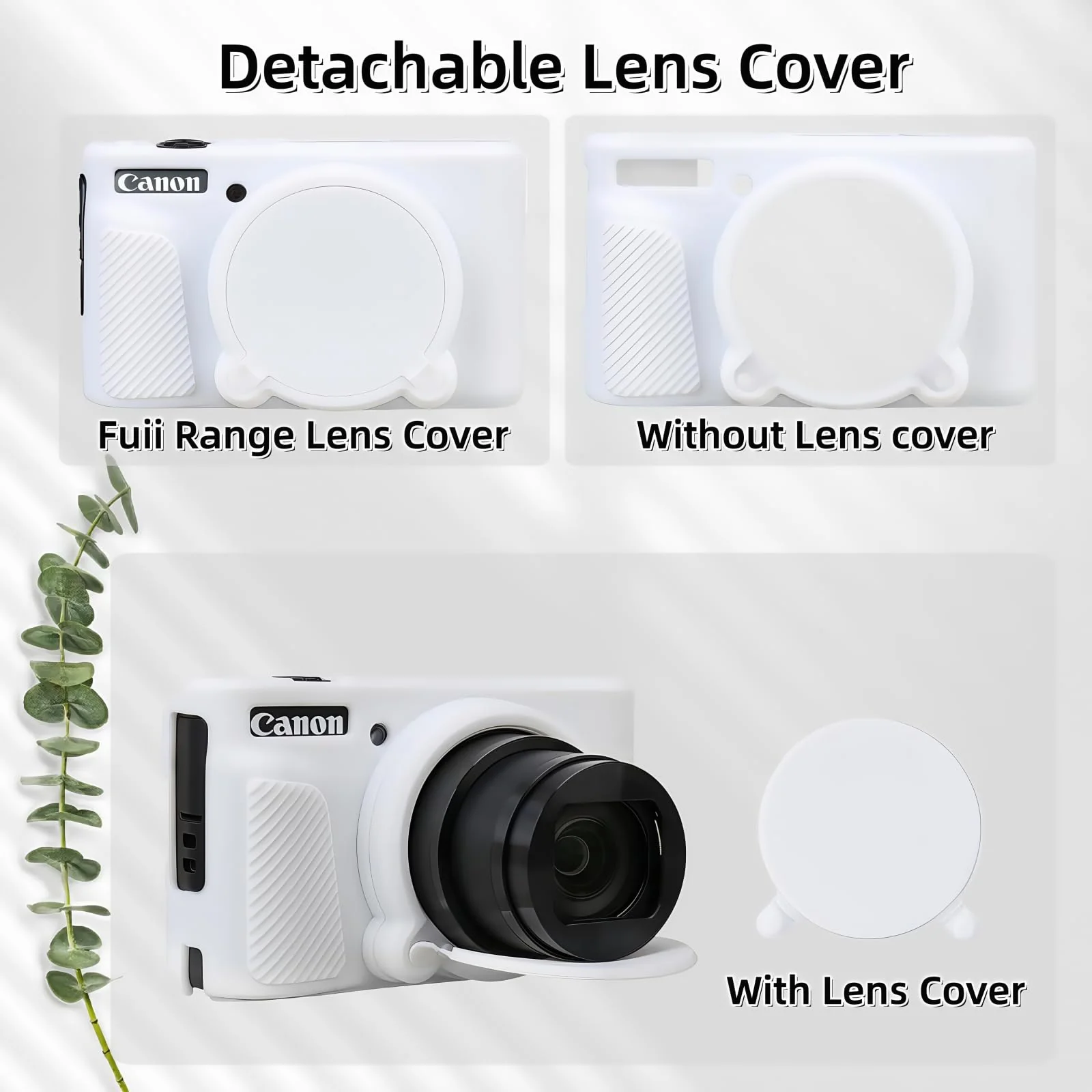 Camera Case for Canon PowerShot SX740/ SX730 Digital Camera,SX740 HS Case, Soft Silicone Protective Case Removable Lens Cover,Comes with 2 Screen Protectors and 1 Wrist Strap. (White) White - Image 4