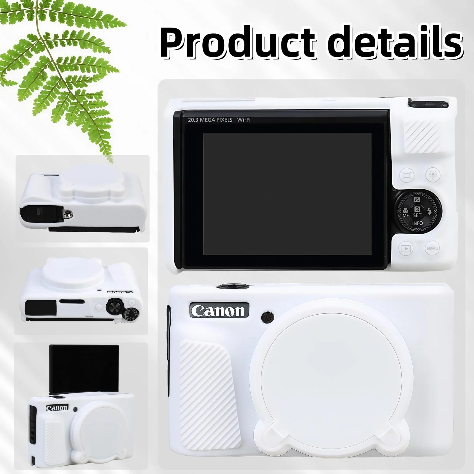 Camera Case for Canon PowerShot SX740/ SX730 Digital Camera,SX740 HS Case, Soft Silicone Protective Case Removable Lens Cover,Comes with 2 Screen Protectors and 1 Wrist Strap. (White) White - Image 5