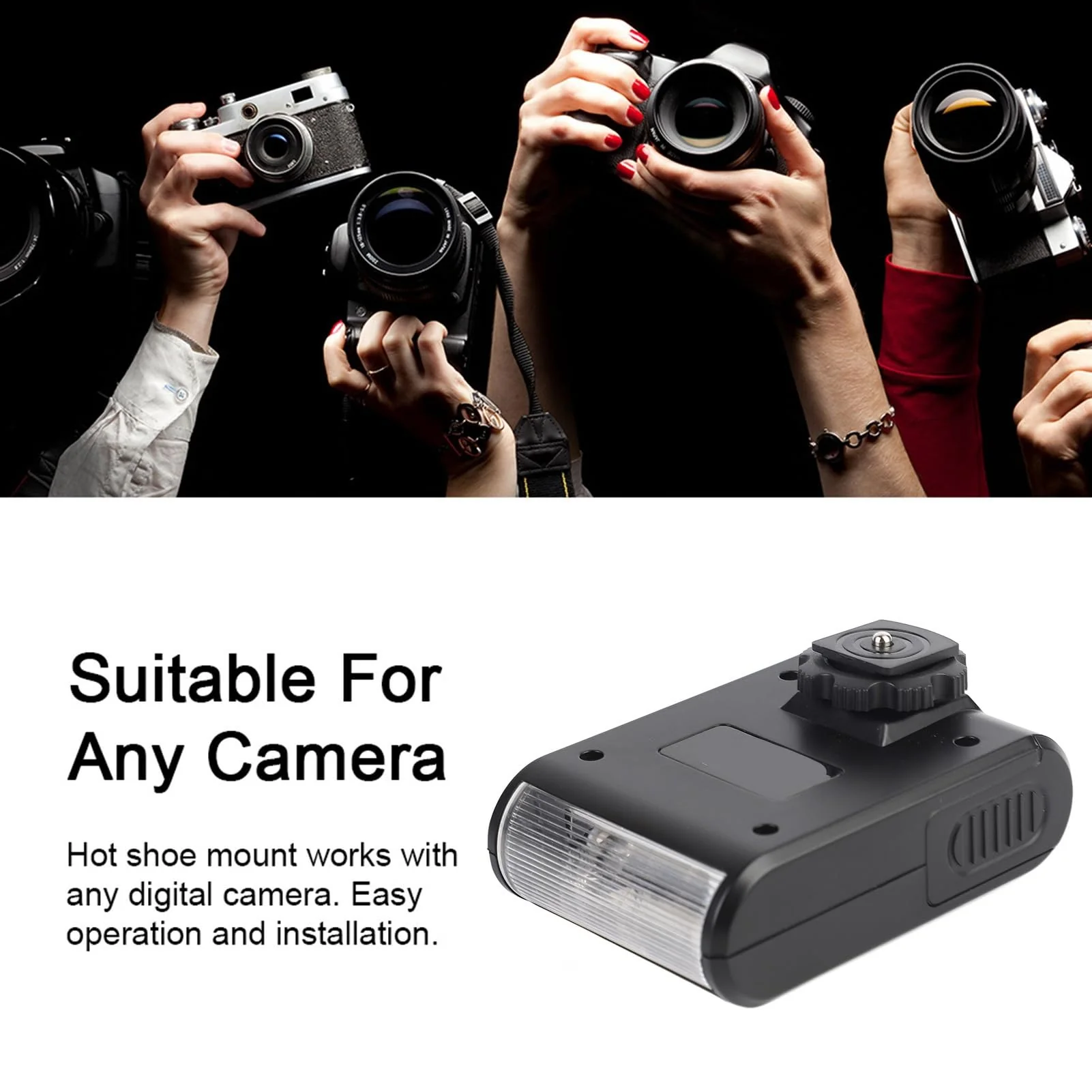 Camera Flash for DSLR Cameras, Digital Hot Shoe Mount Flashlight Built in Digital Slave and Auto Pre Flash Sensor, Hot Shoe Flash Camera Accessories for Photography - Image 4