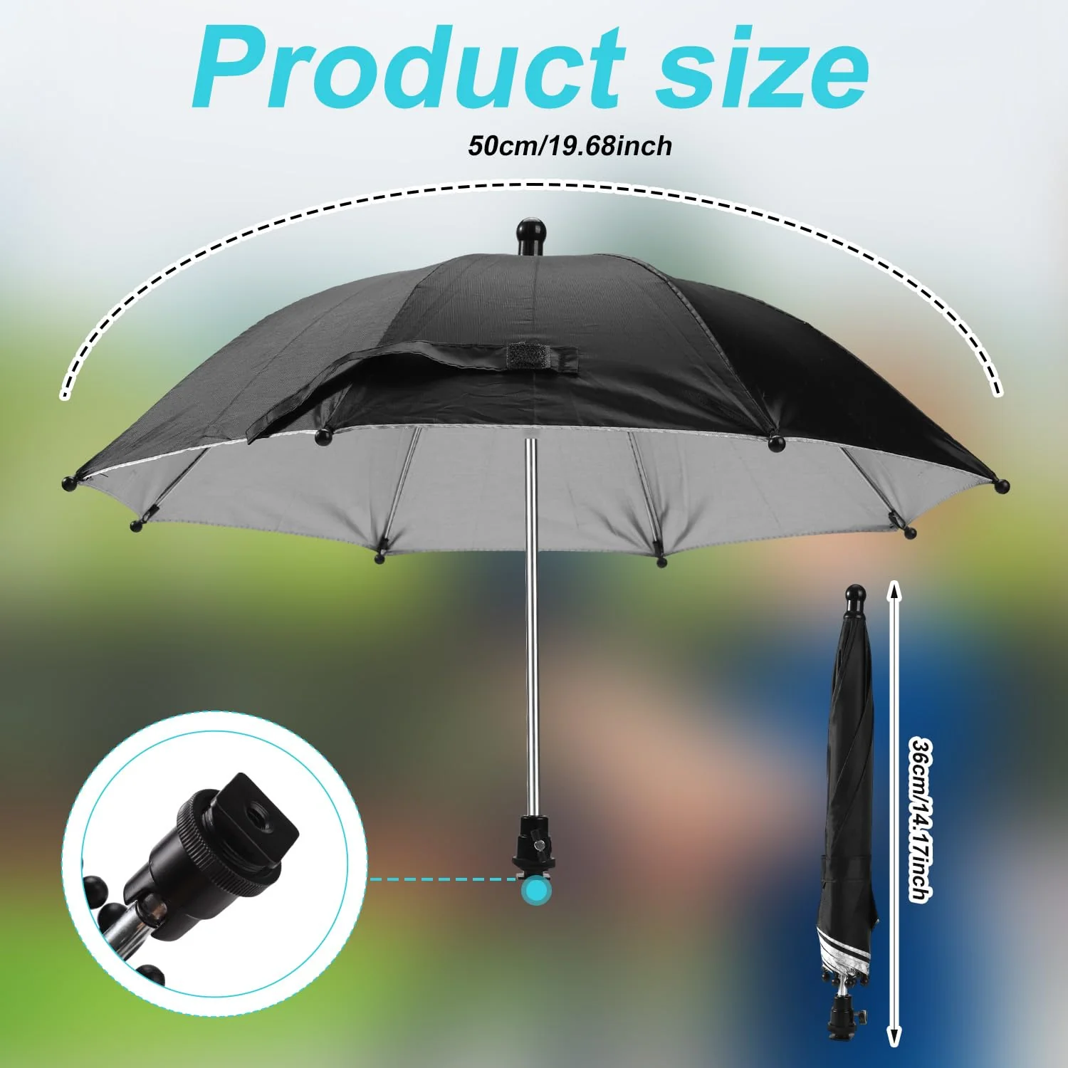 Camera Hot Shoe Umbrella, Waterproof Camera Umbrella DSLR Camera Sunshade Rain Cover Protector for Canon Rebel T8i, T7, T7i, T6i, T6, SL3, SL2, EOS 90D, 80D, 2000D, 5DM4, Nikon Z9 - Image 2