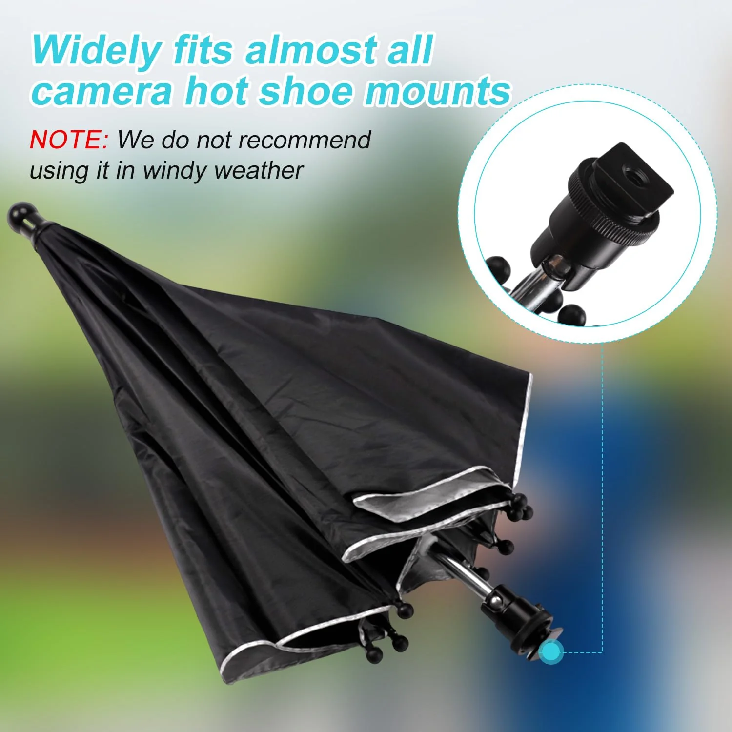 Camera Hot Shoe Umbrella, Waterproof Camera Umbrella DSLR Camera Sunshade Rain Cover Protector for Canon Rebel T8i, T7, T7i, T6i, T6, SL3, SL2, EOS 90D, 80D, 2000D, 5DM4, Nikon Z9 - Image 3