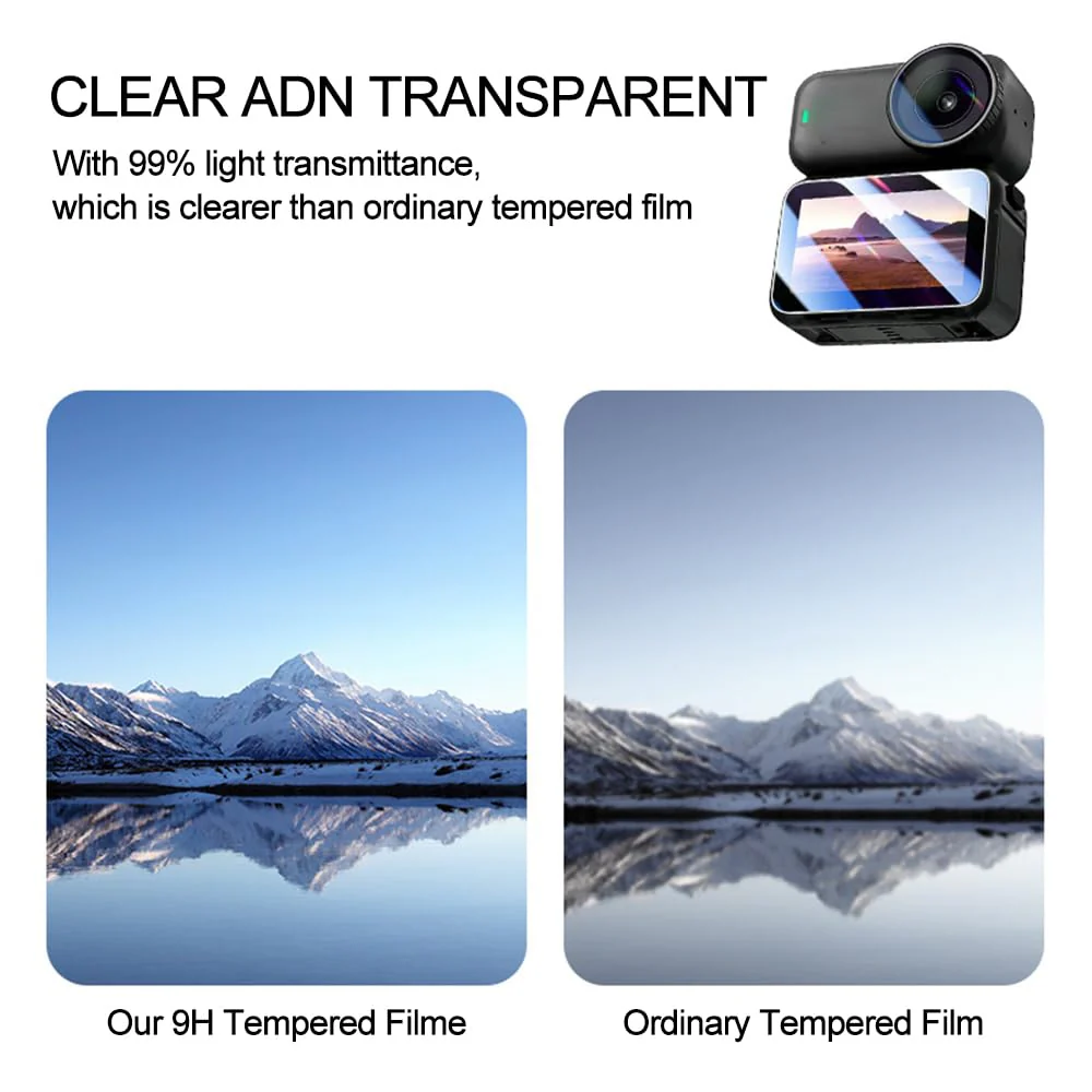 Camera Protection Kit for DJI OSMO NANO-2 Packs Screen Tempered Glass + 2 Packs PC Lens Protector + Silicone Lens Cap - Anti-Scratch High Transparency Camera Accessories for OSMO NANO - Image 3
