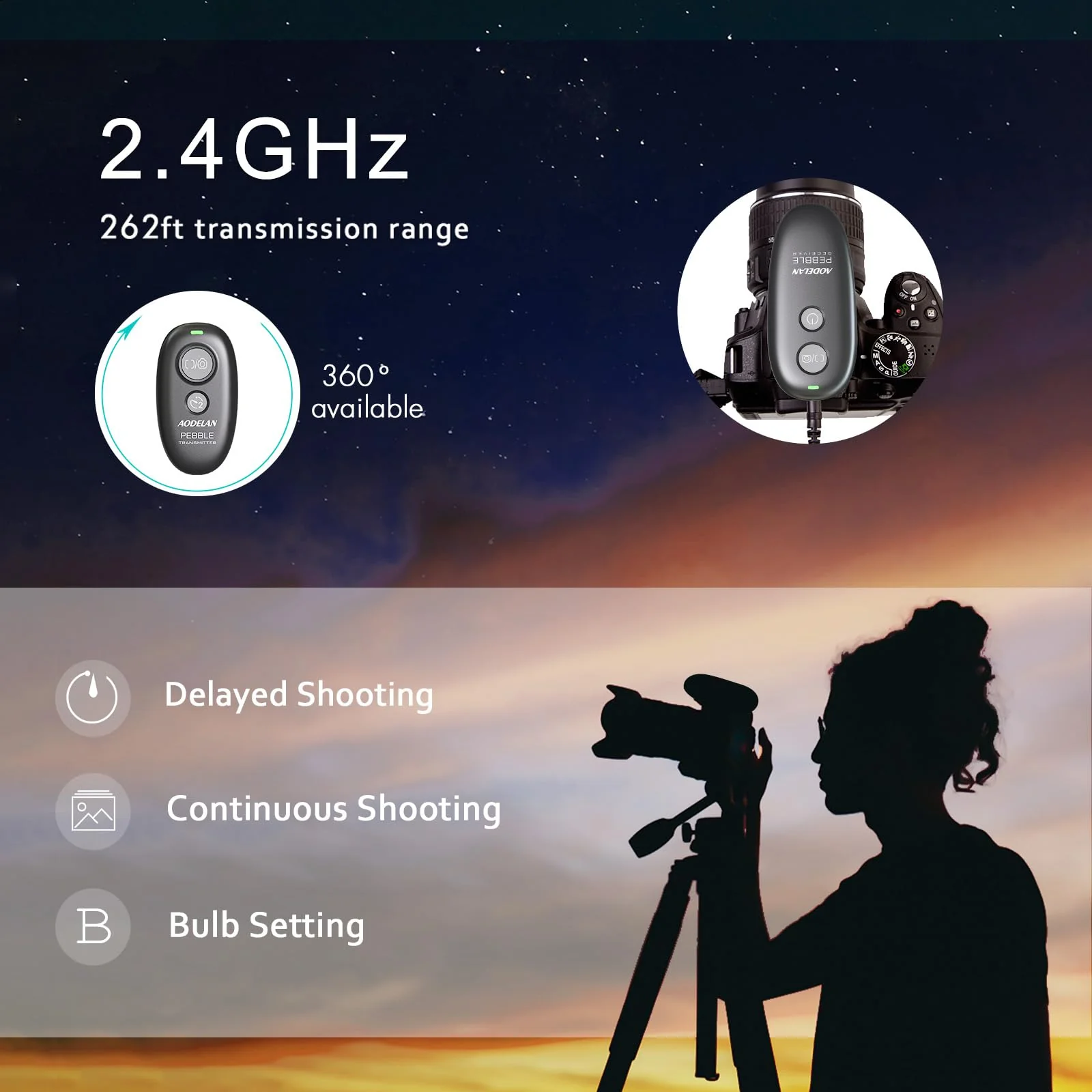 Camera Remote Control Wireless Shutter for Canon EOS RP, R6, ROS RP, Rebel T6, T7, T5, T3, SL2, 5D Mark II, 5d Mark iii, 5d Mark iv, 6D Mark II, 7d Mark ii, 7D Series, 5D Series; for Fujifilm X-T3 - Image 3