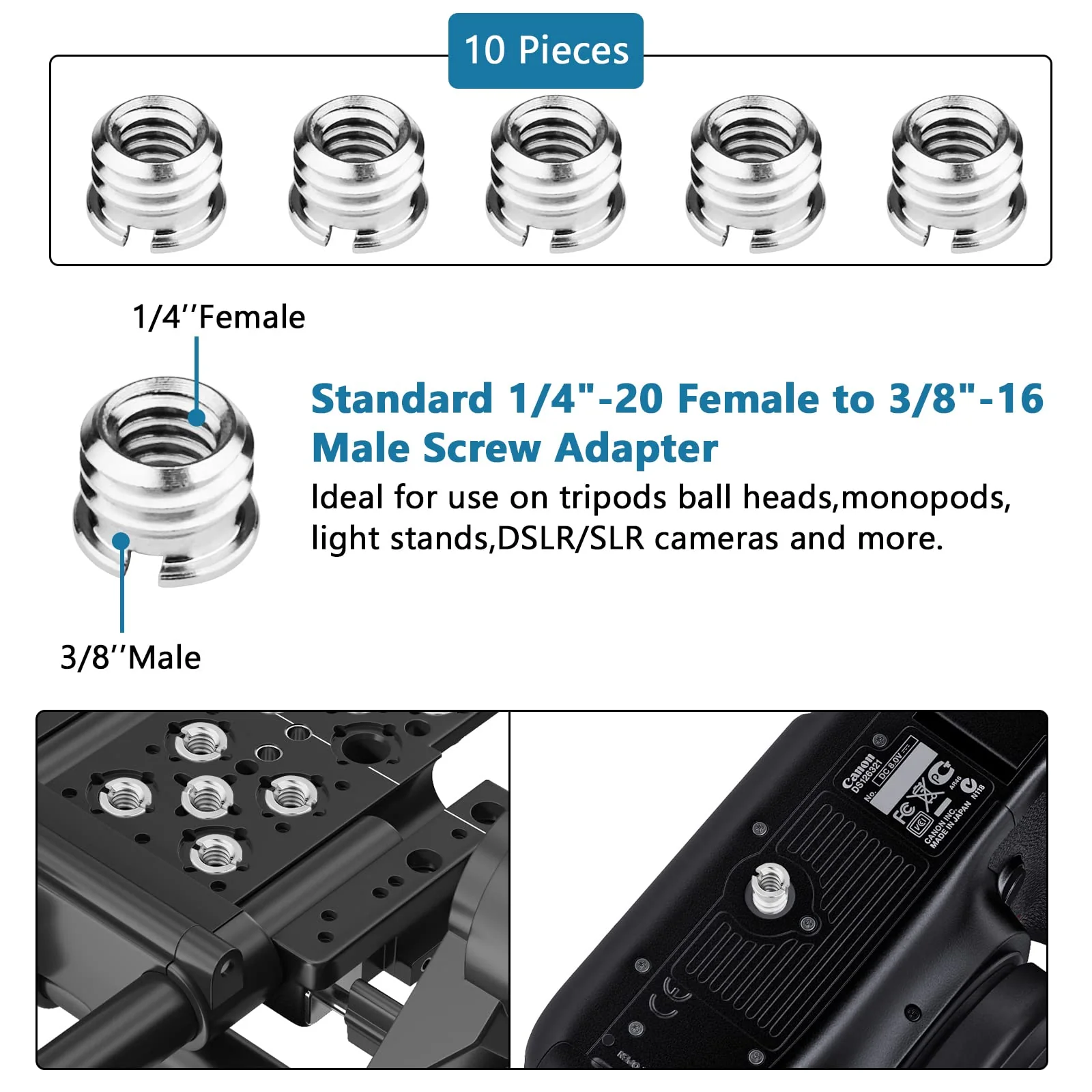 Camera Tripod Adapter, ChromLives 26Pack Camera Screw Mount Set 1/4 to 1/4 Tripod Screw,1/4 to 3/8 Camera Mount Adapter,Hot Shoe Adapter,Tripod Mount Adapter Set for Tripod/Monopod/Quick Release Plate 26pack camare screw - Image 3