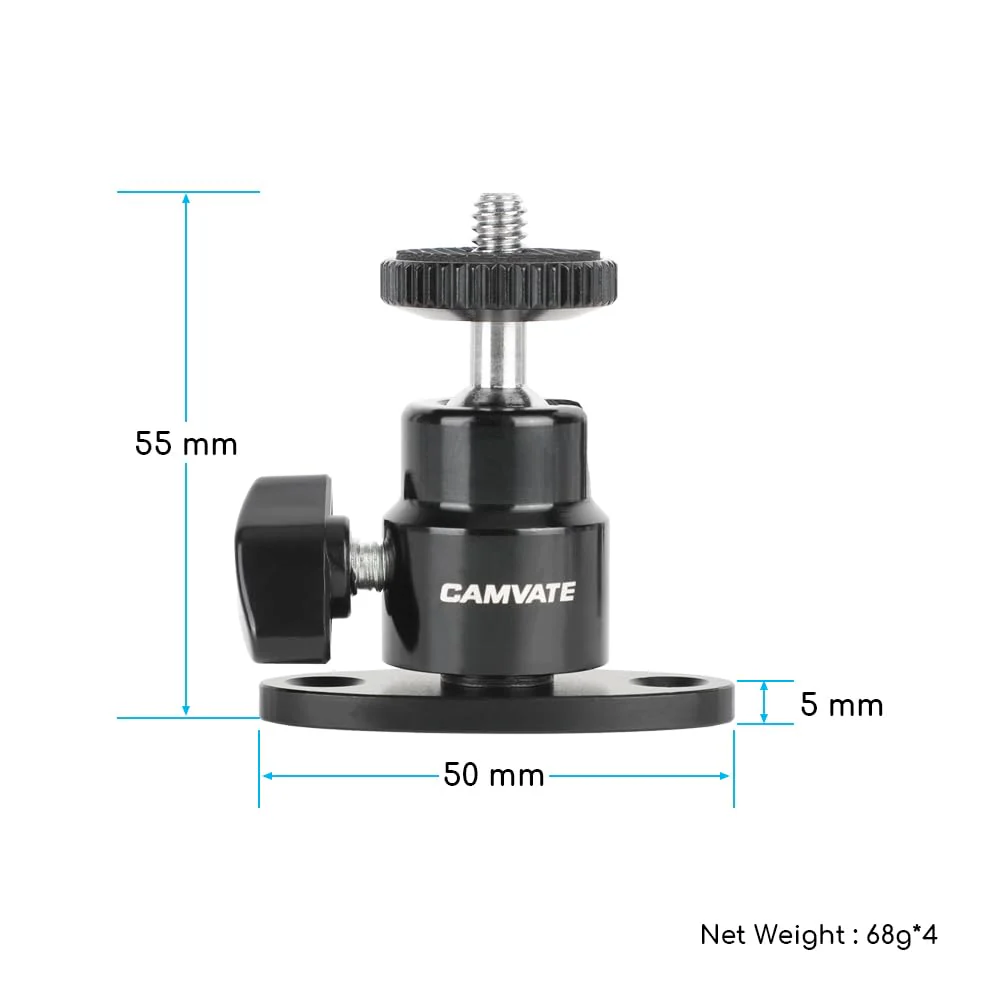 CAMVATE 1/4"-20 Mini Ball Head with Ceiling Mount for CCTV & Video Wall Monitors Mount(4 Pieces)-24005 - Image 2