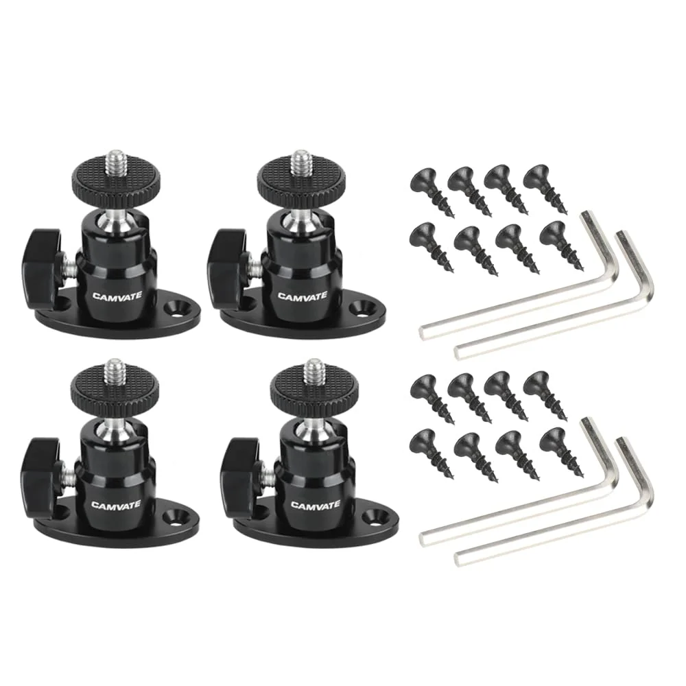 CAMVATE 1/4"-20 Mini Ball Head with Ceiling Mount for CCTV & Video Wall Monitors Mount(4 Pieces)-24005 - Image 6