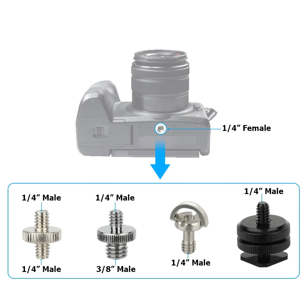 CAMVATE 30PCS Camera Screw Mount Set 1/4 to 1/4,1/4 to 3/8,1/4 to 5/8,1/4 & 3/8 Camera Mount Adapter for Tripod/Monopod/Microphone/Flash Light/Quick Release Plate Converter Screws Adapter - Image 3