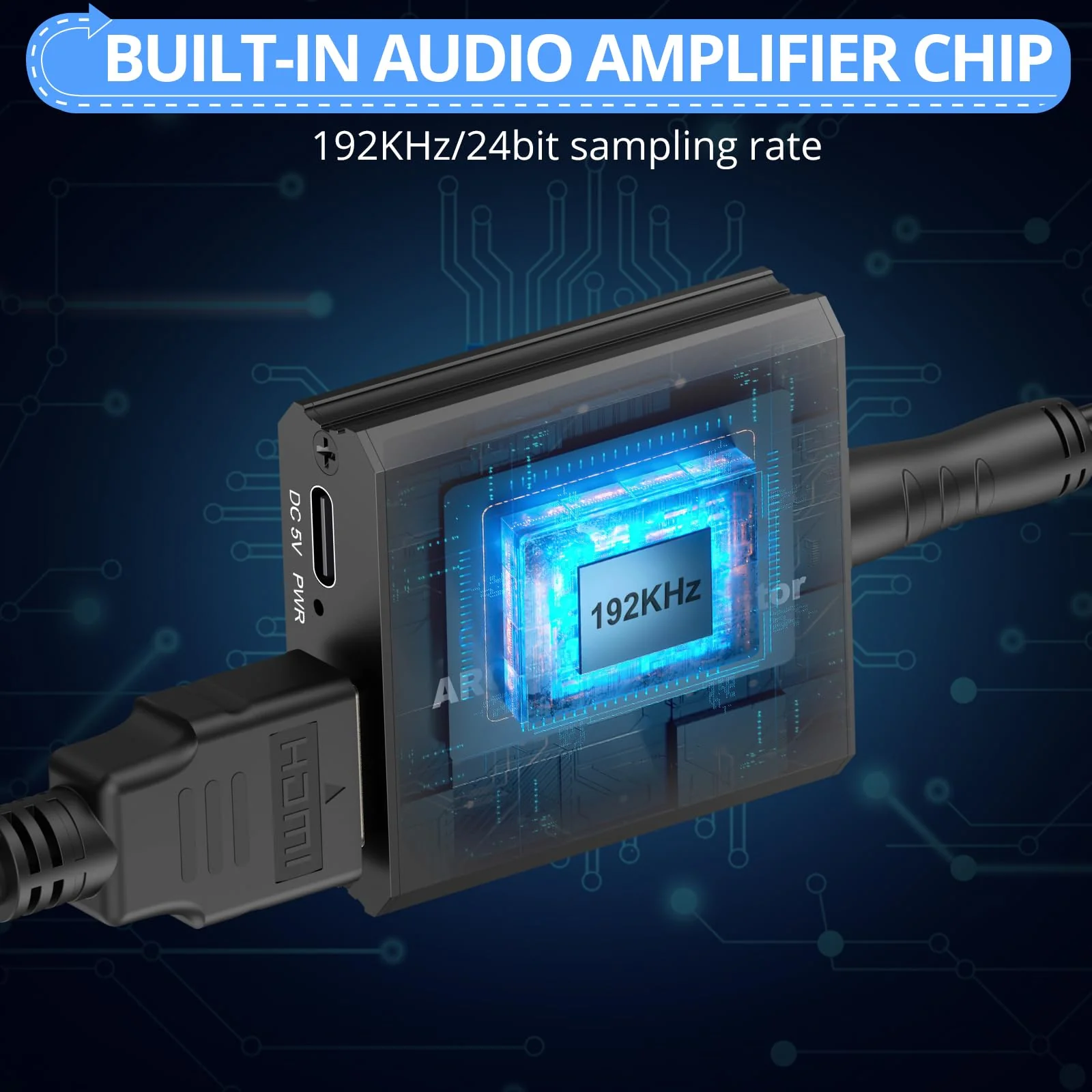 CAMWAY 192KHz ARC Audio Extractor - ARC to 3.5mm Audio Adapter for TV to Sound System Headphone, ARC Converter Built-in Professional Amplifier Chip with 3.5mm Cable(Not for HDMI,eARC Interface) 3.3+3.3ft - Image 3
