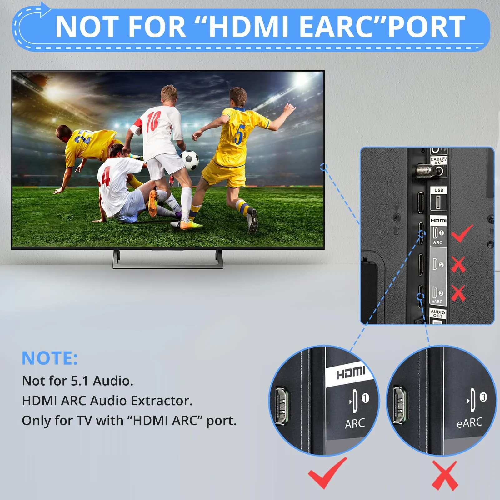 CAMWAY 192KHz ARC Audio Extractor - ARC to 3.5mm Audio Adapter for TV to Sound System Headphone, ARC Converter Built-in Professional Amplifier Chip with 3.5mm Cable(Not for HDMI,eARC Interface) 3.3+3.3ft - Image 4