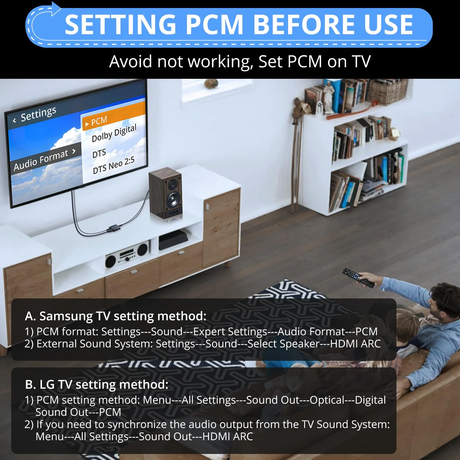 CAMWAY 192KHz ARC Audio Extractor - ARC to 3.5mm Audio Adapter for TV to Sound System Headphone, ARC Converter Built-in Professional Amplifier Chip with 3.5mm Cable(Not for HDMI,eARC Interface) 3.3+3.3ft - Image 5