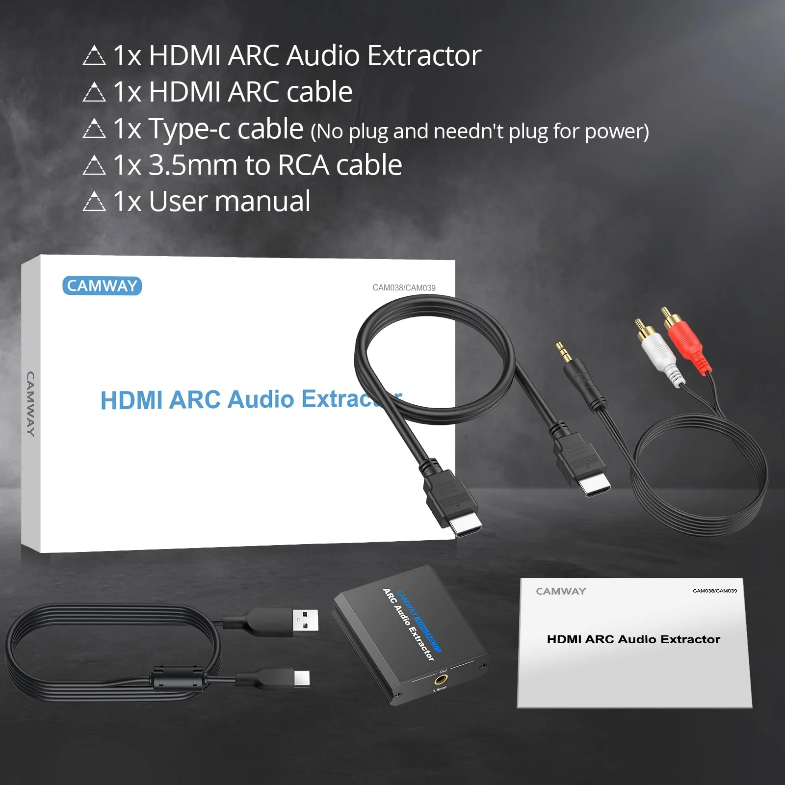 CAMWAY 192KHz ARC Audio Extractor - ARC to 3.5mm Audio Adapter for TV to Sound System Headphone, ARC Converter Built-in Professional Amplifier Chip with 3.5mm Cable(Not for HDMI,eARC Interface) 3.3+3.3ft - Image 7