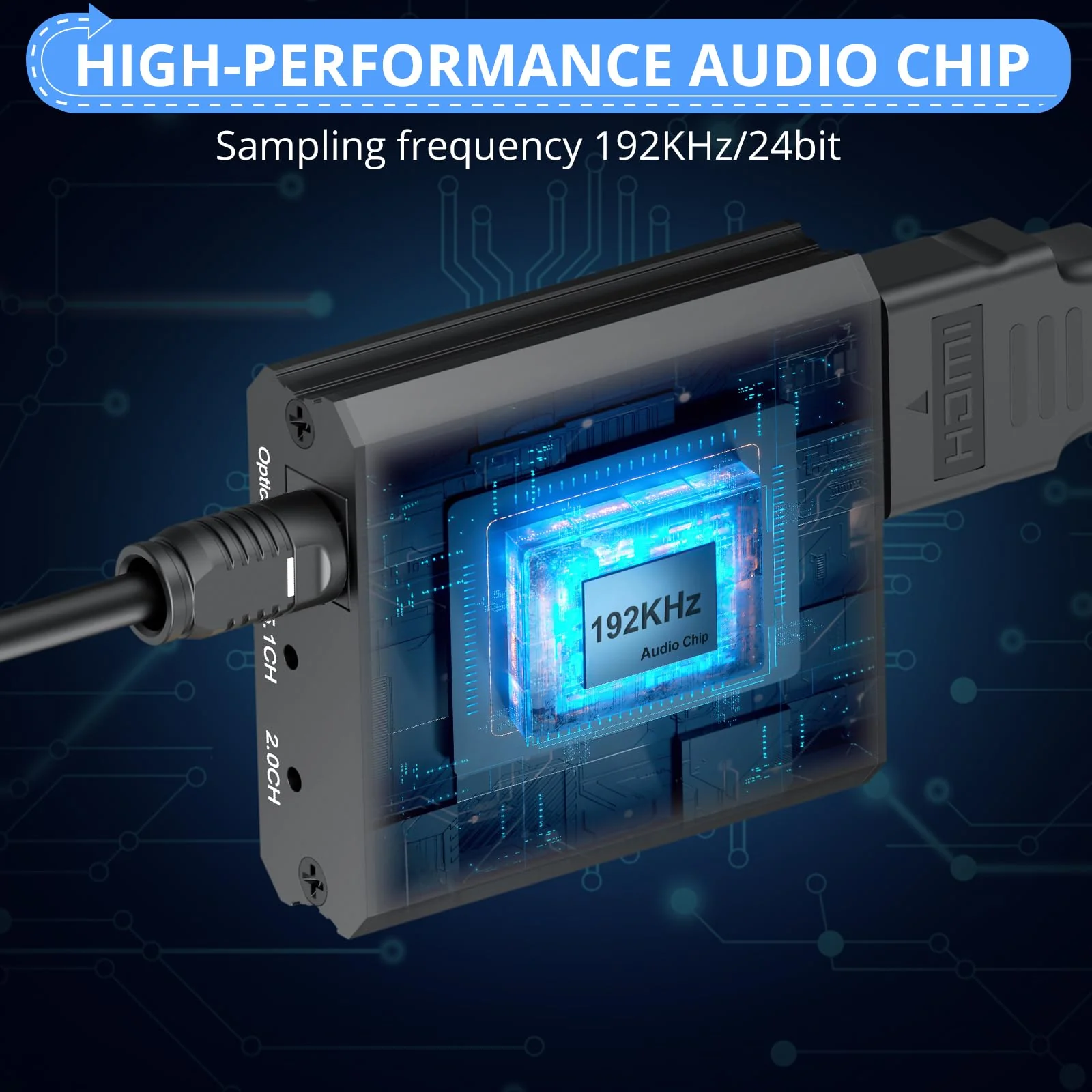 CAMWAY 192KHz eARC/ARC Audio Extractor - Used with HDTV ARC/eARC Ports to Optical Soundbar/Amp,Professional ARC to Optical Audio Adapter, Dolby DTS 5.1 Surround Sound & 2.0 CH Stereo, Easy to Setup 8.3 x 5.2 x 3.8 cm eARC/ARC to Optical Toslink SPDIF - Image 4