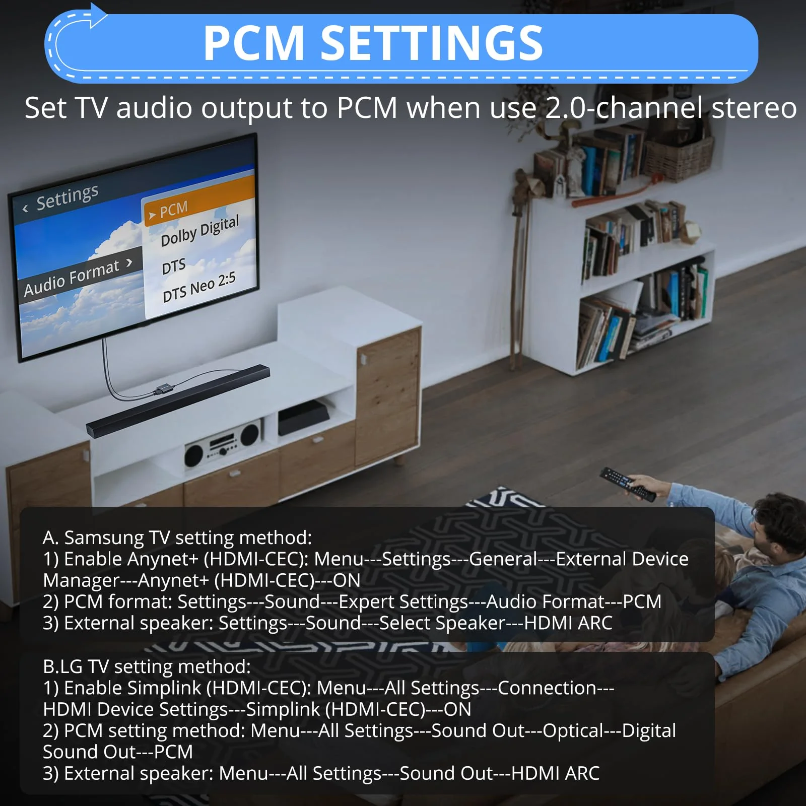 CAMWAY 192KHz eARC/ARC Audio Extractor - Used with HDTV ARC/eARC Ports to Optical Soundbar/Amp,Professional ARC to Optical Audio Adapter, Dolby DTS 5.1 Surround Sound & 2.0 CH Stereo, Easy to Setup 8.3 x 5.2 x 3.8 cm eARC/ARC to Optical Toslink SPDIF - Image 6