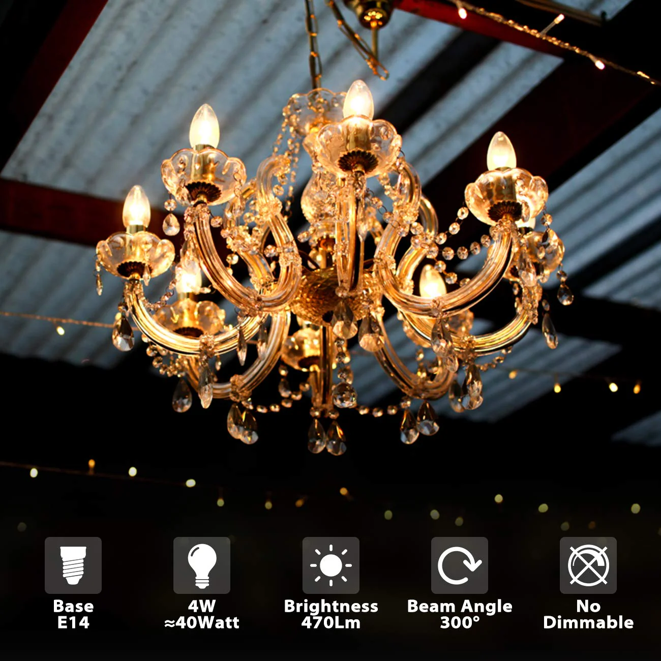 Candle LED Lamp E14 for Chandelier Warm White Glass 6 pcs (pack of 1) - Image 2