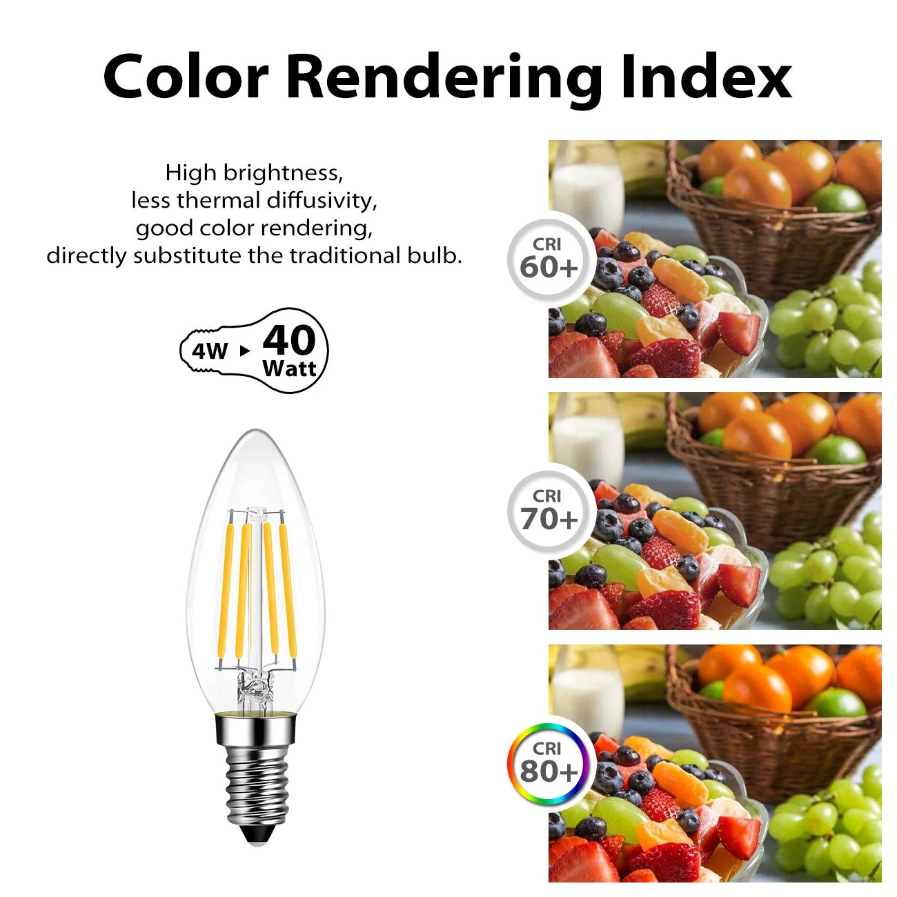 Candle LED Lamp E14 for Chandelier Warm White Glass 6 pcs (pack of 1) - Image 5