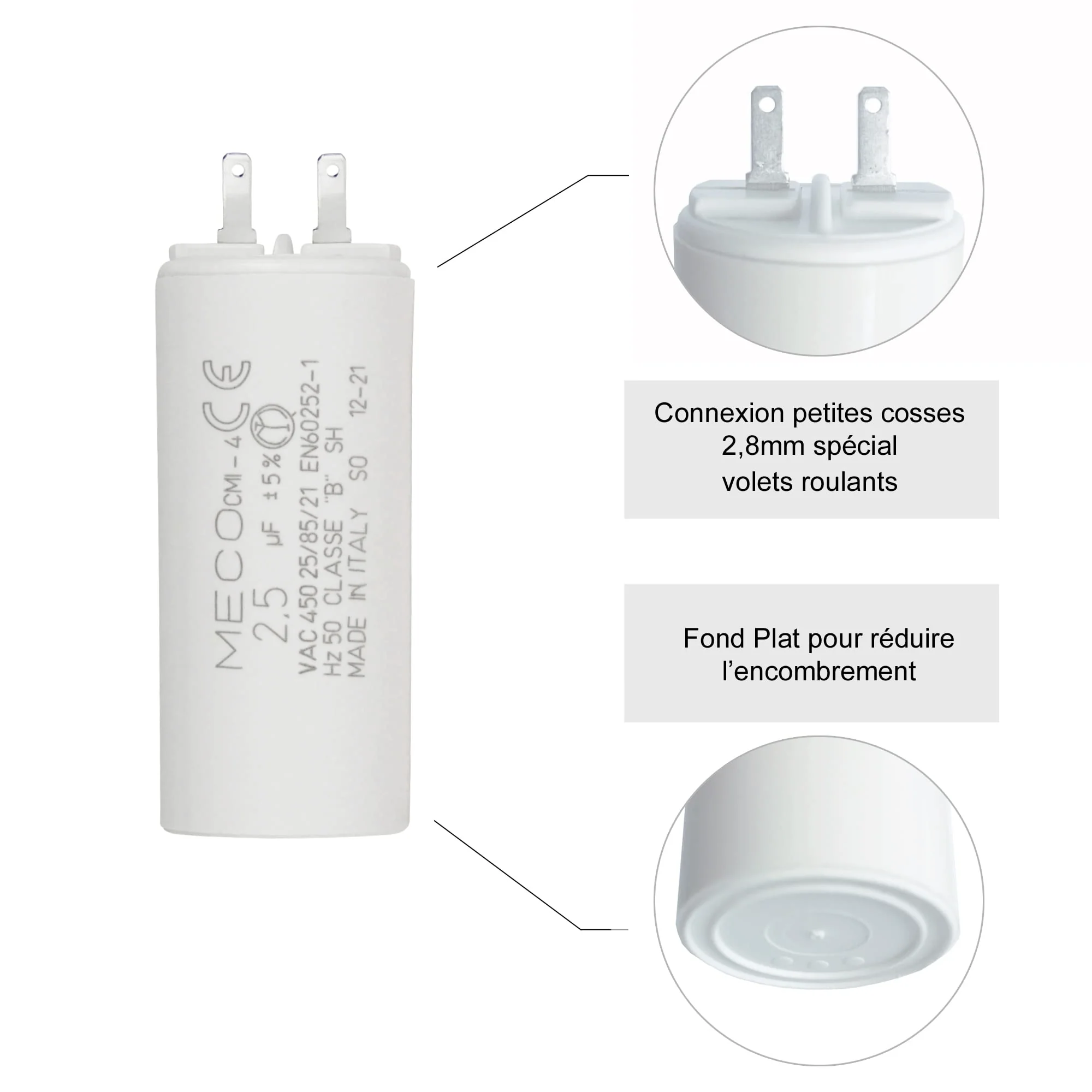 Capacitor 2.5 µF Especially for Somfy Roller Shutters Motor 6 Nm with Small Connection 2.8 mm 1 - Image 5