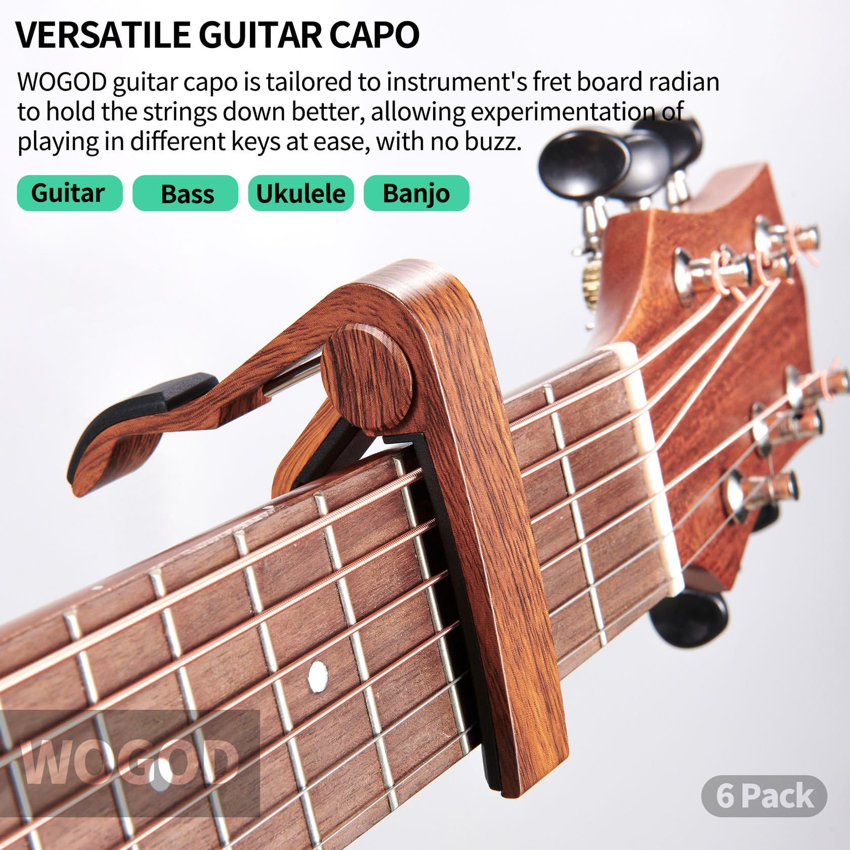 Capo 6 Pack Guitar Capo for Acoustic Electric Guitar Ukulele Capo Roswood Capo 6Pcs - Image 3