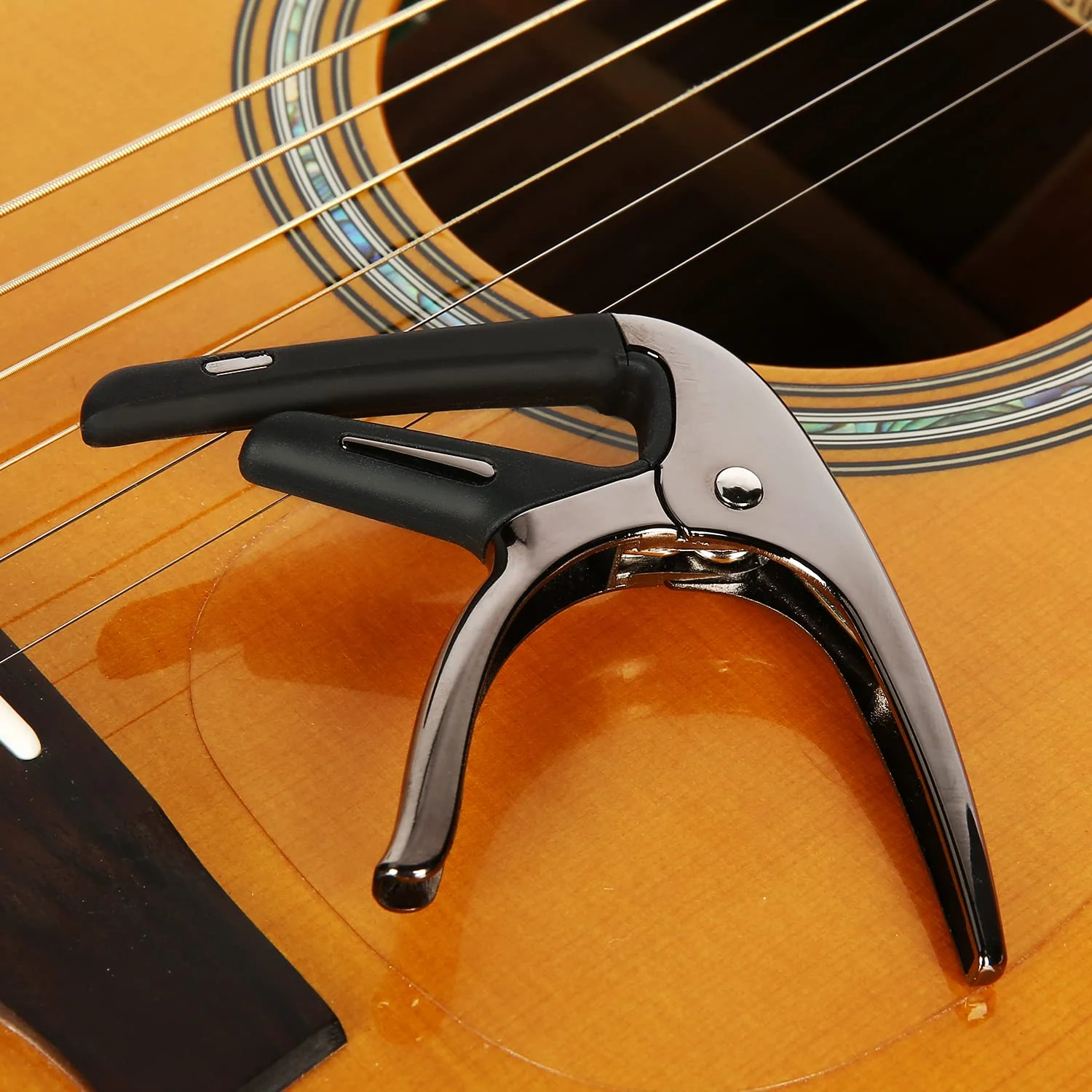 Capos for Acoustic Guitars, Electric Guitars and Ukulele, Superior Zinc Alloy and Silicone Made Black - Image 3