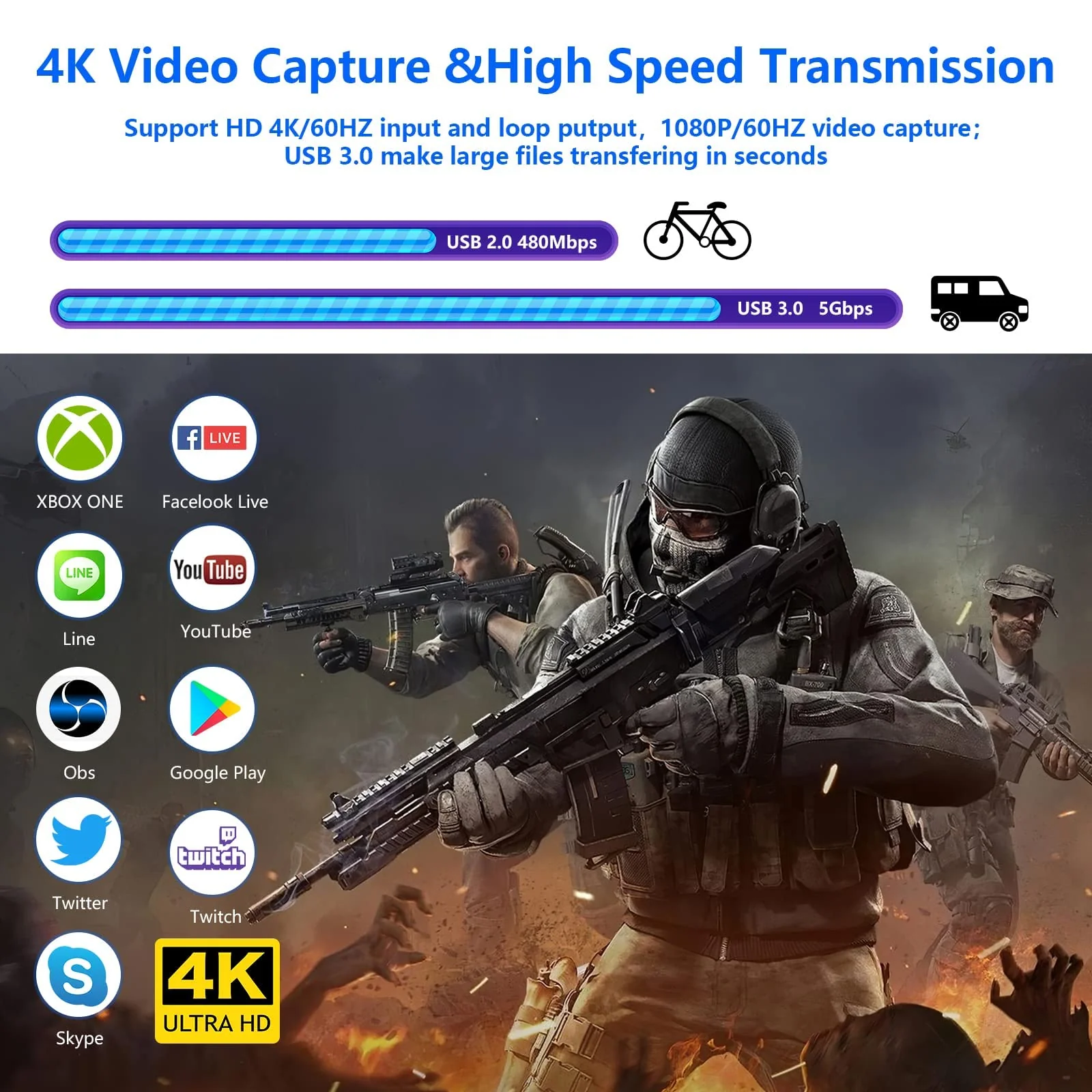 Capture Card Nintendo Switch, Video Capture Card, Game Capture Cards 4K 1080P 60FPS, HDMI to USB 3.0 Capture Cards for Streaming Work with PS4/PC/OBS/Camera - Image 4